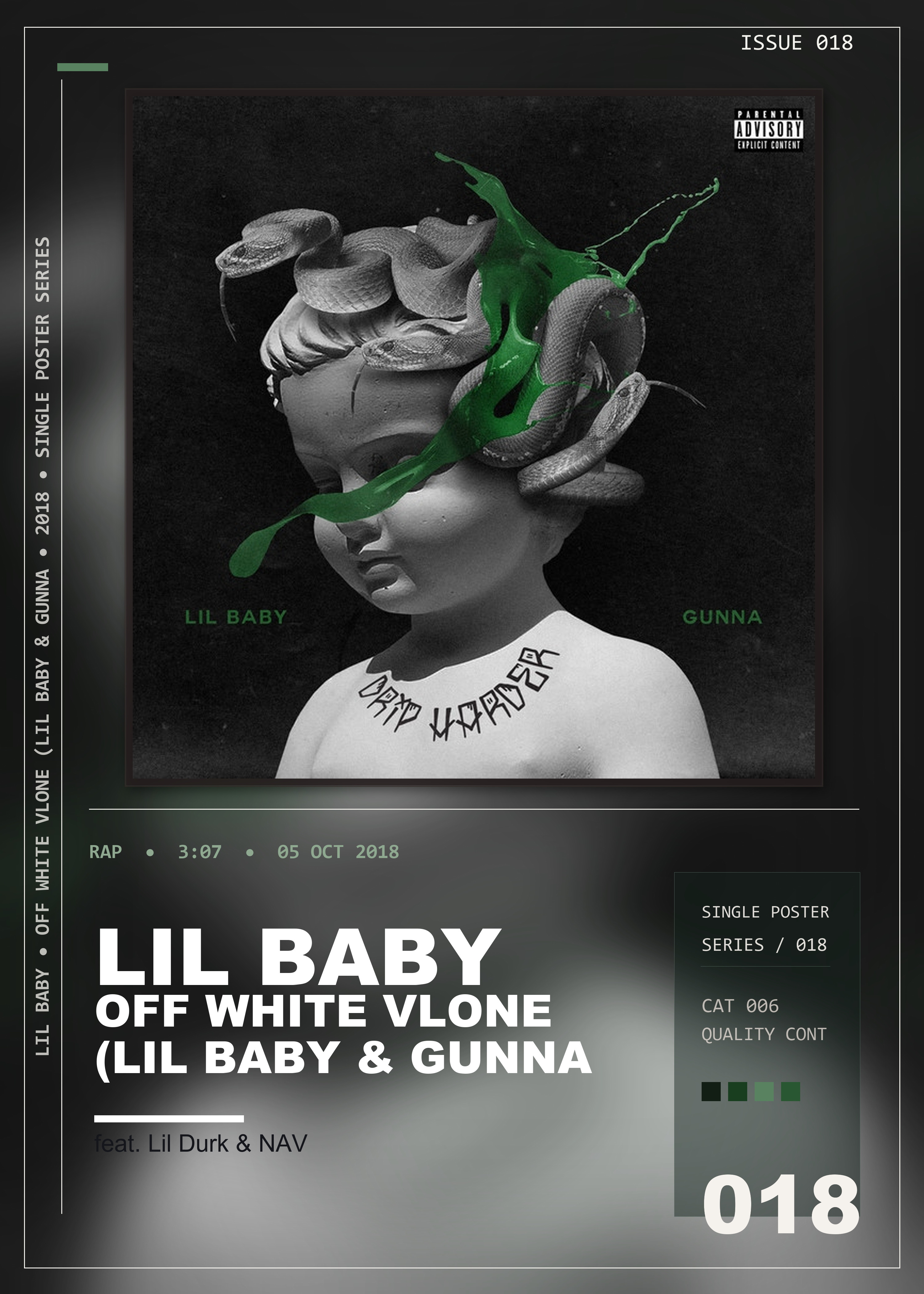 Music poster: Lil Baby - Off White VLONE Lil Baby Gunna feat Lil Durk NAV
