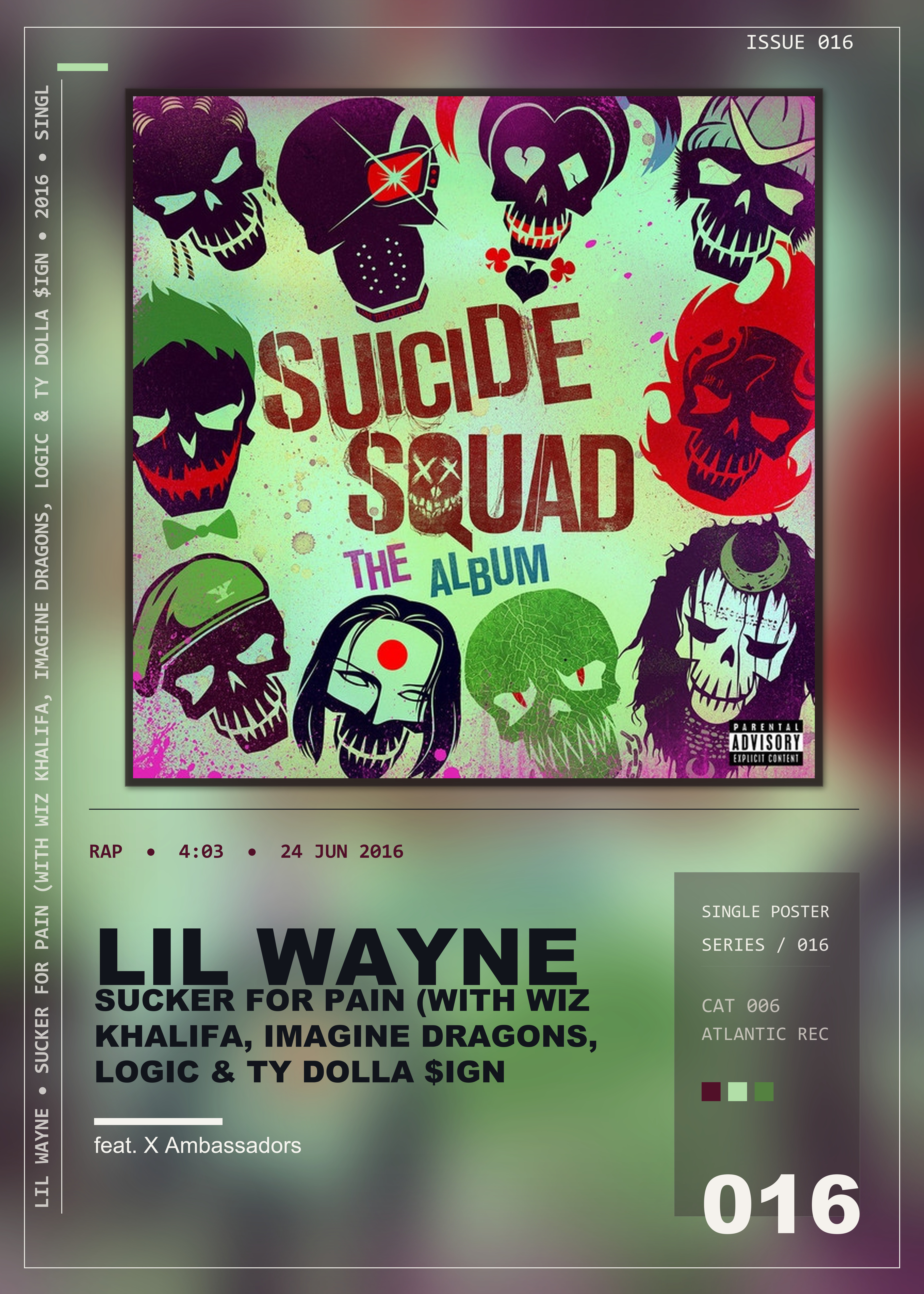 Music poster: Lil Wayne - Sucker For Pain with Wiz Khalifa Imagine Dragons Logic Ty Dolla ign feat X Ambassadors