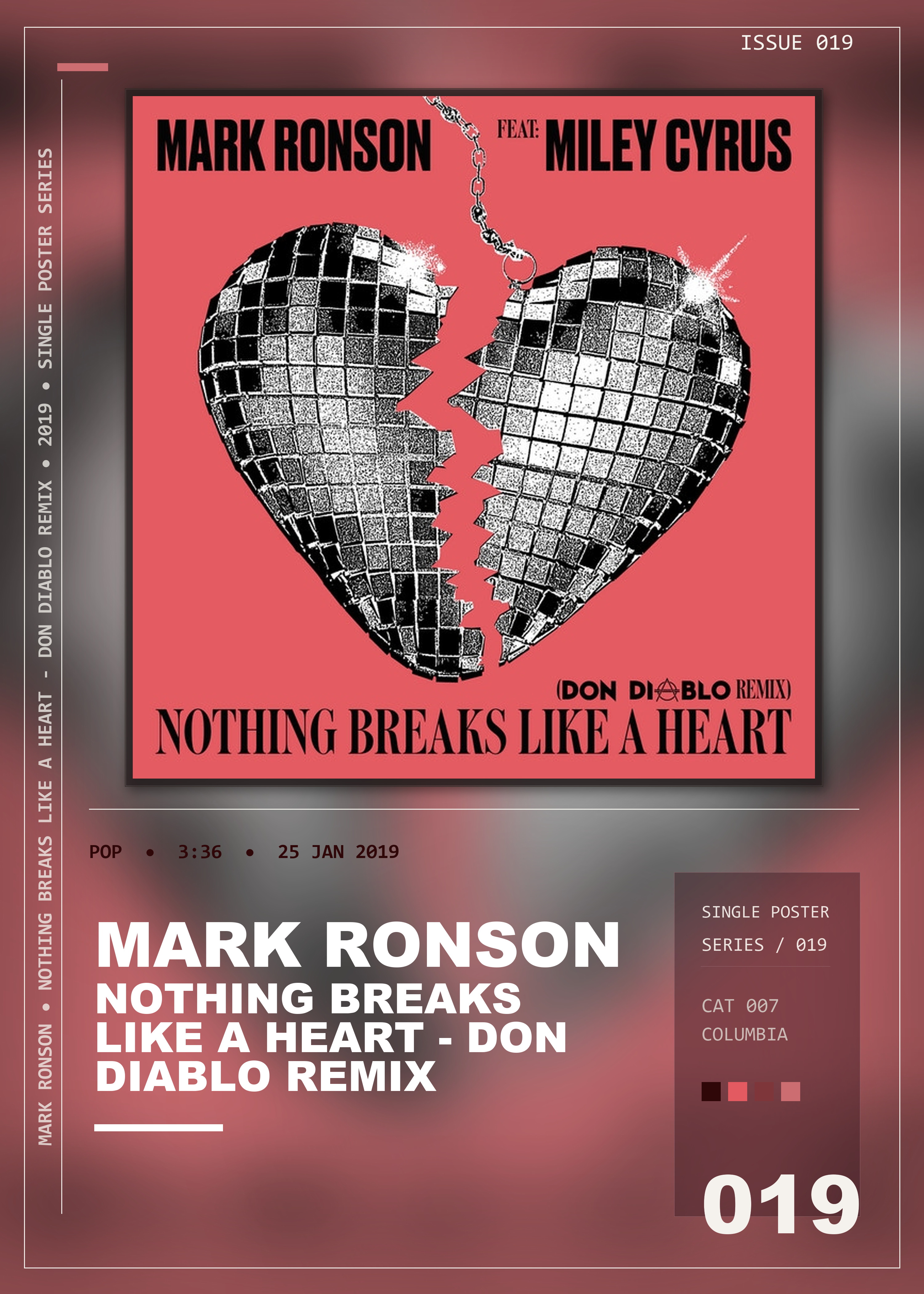 Music poster: Mark Ronson - Nothing Breaks Like a Heart - Don Diablo Remix