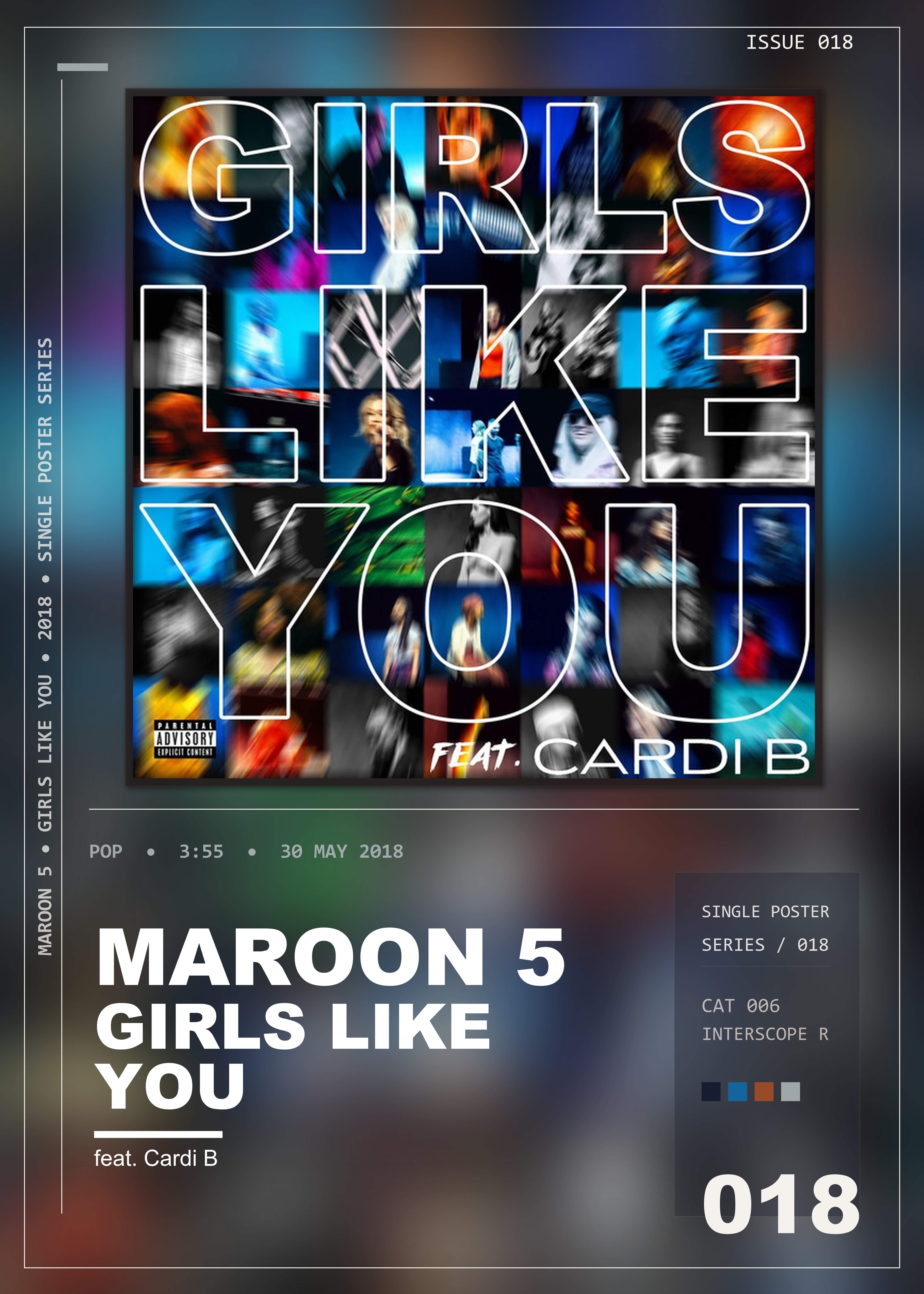 Music poster: Maroon 5 - Girls Like You feat Cardi B