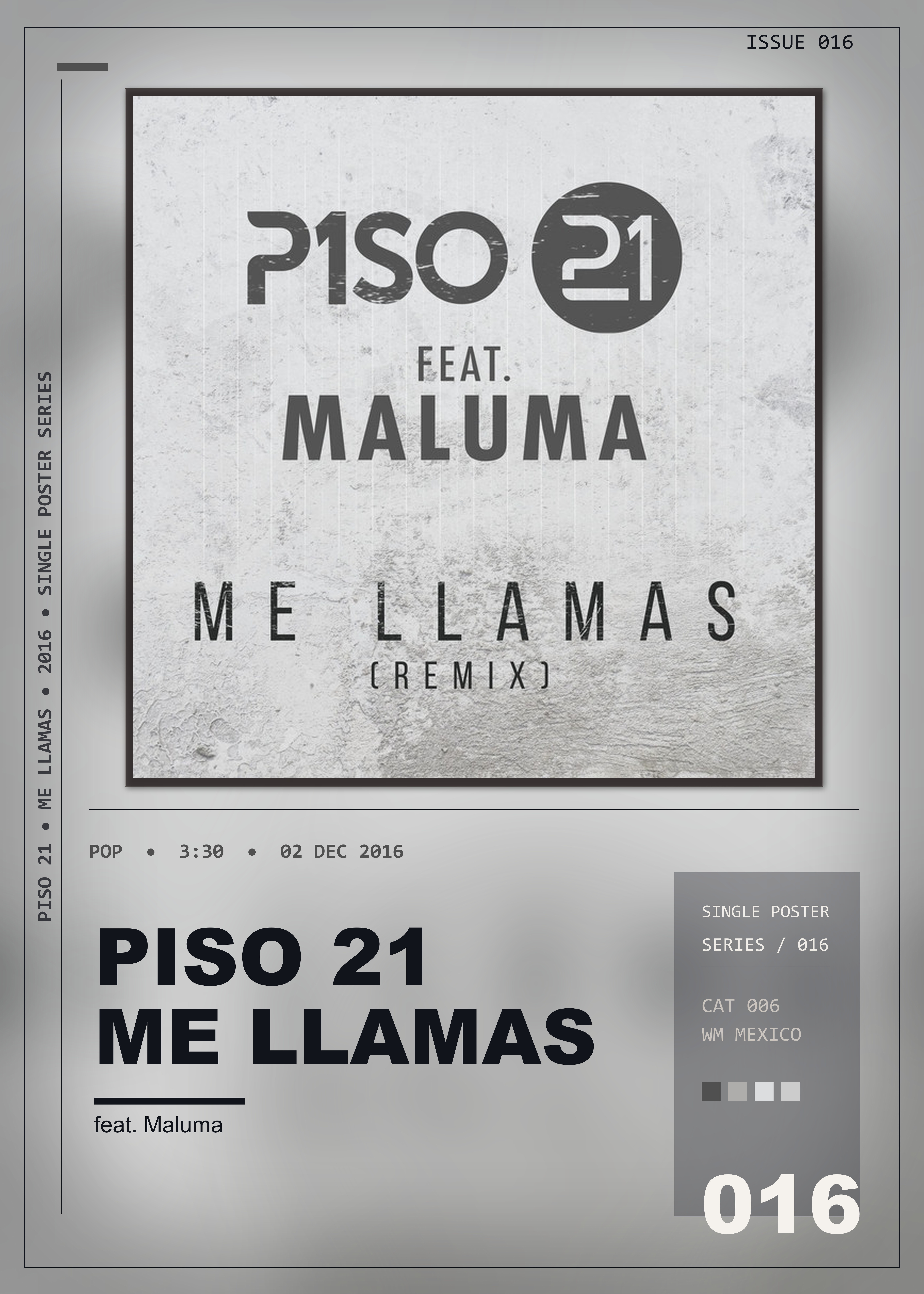 Music poster: Piso 21 - Me Llamas feat Maluma - Remix