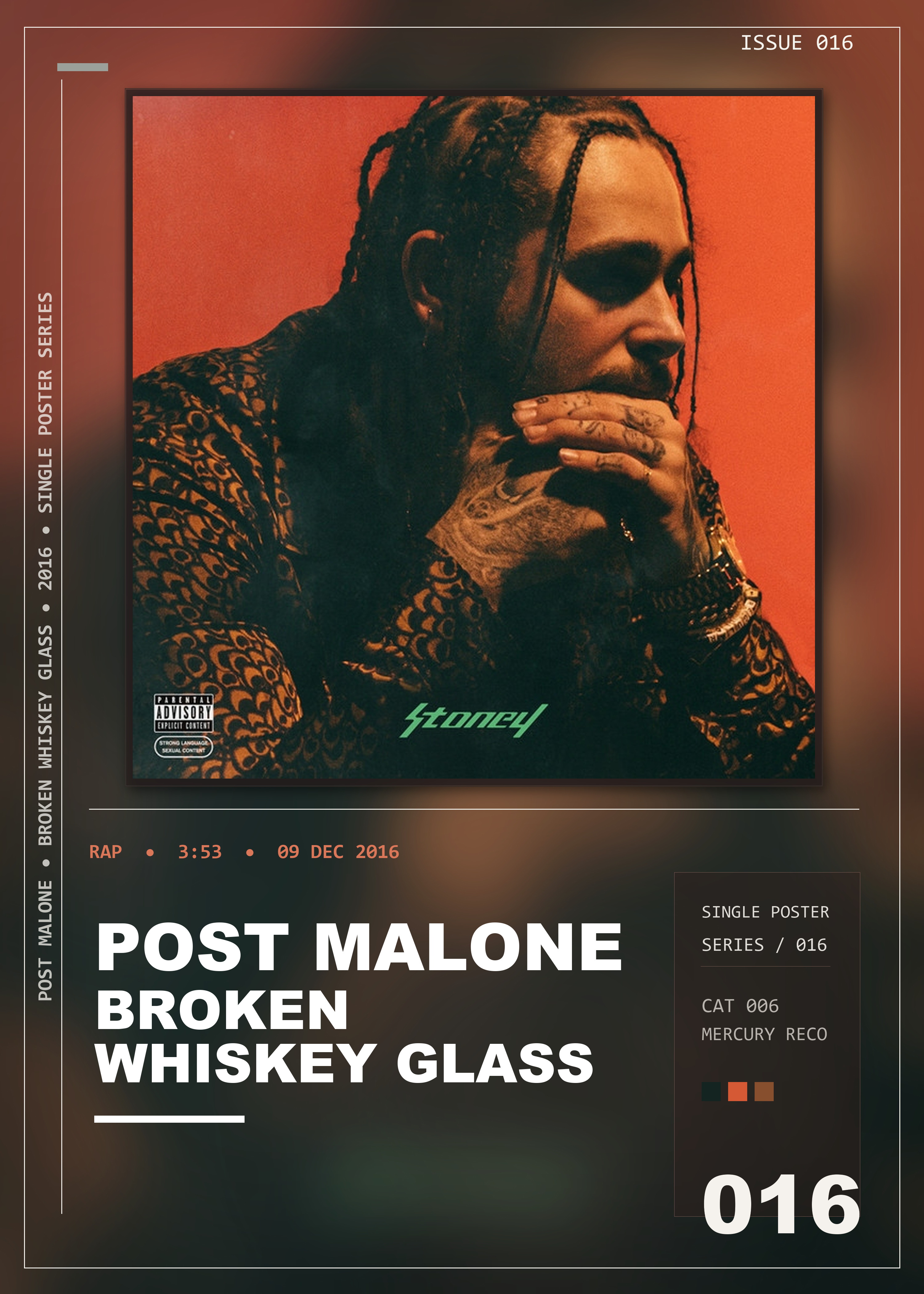 Music poster: Post Malone - Broken Whiskey Glass