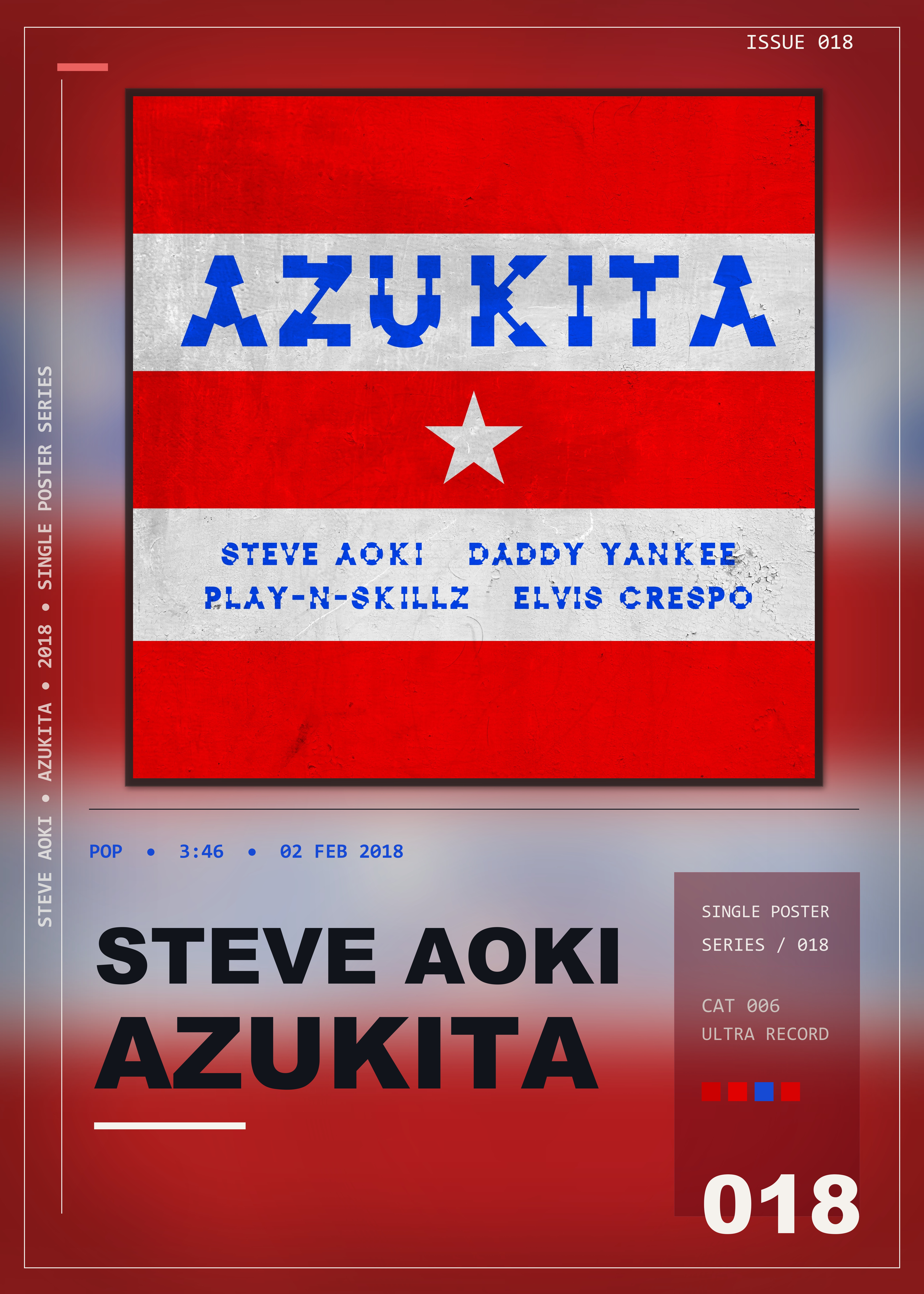 Music poster: Steve Aoki - Azukita Steve Aoki Daddy Yankee Play-N-Skillz Elvis Crespo