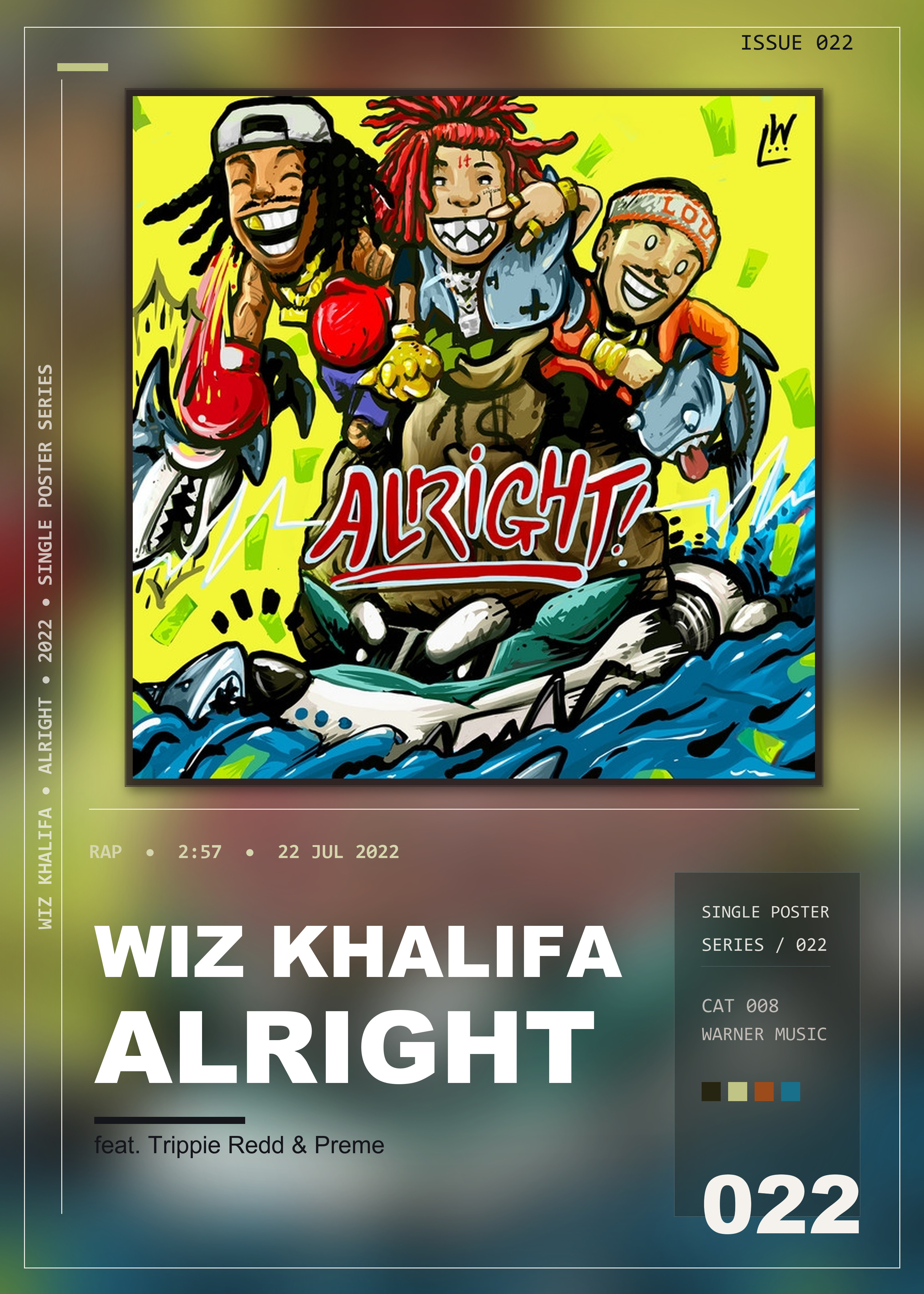 Music poster: Wiz Khalifa - Alright feat Trippie Redd Preme
