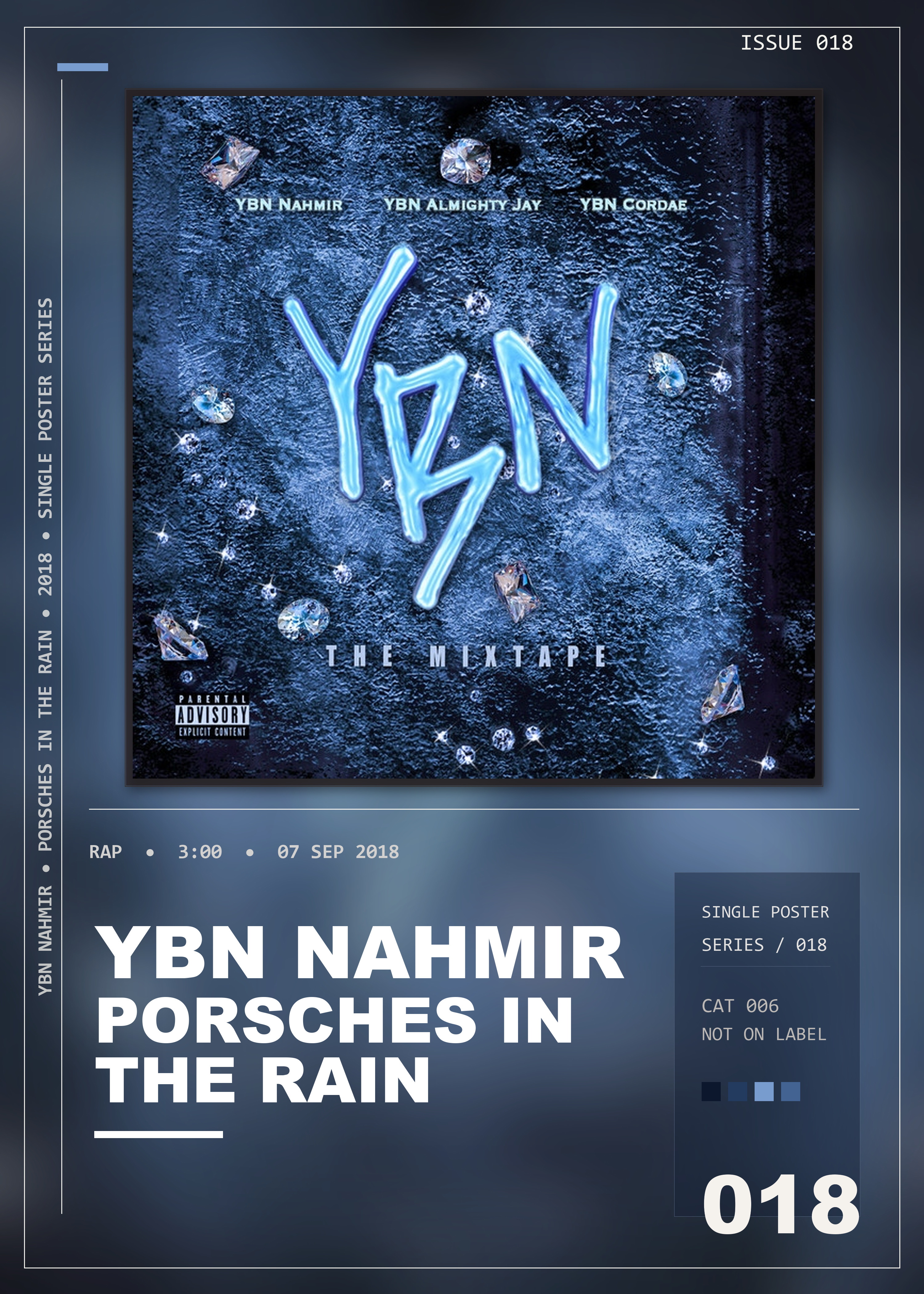 Music poster: YBN Nahmir - Porsches In The Rain