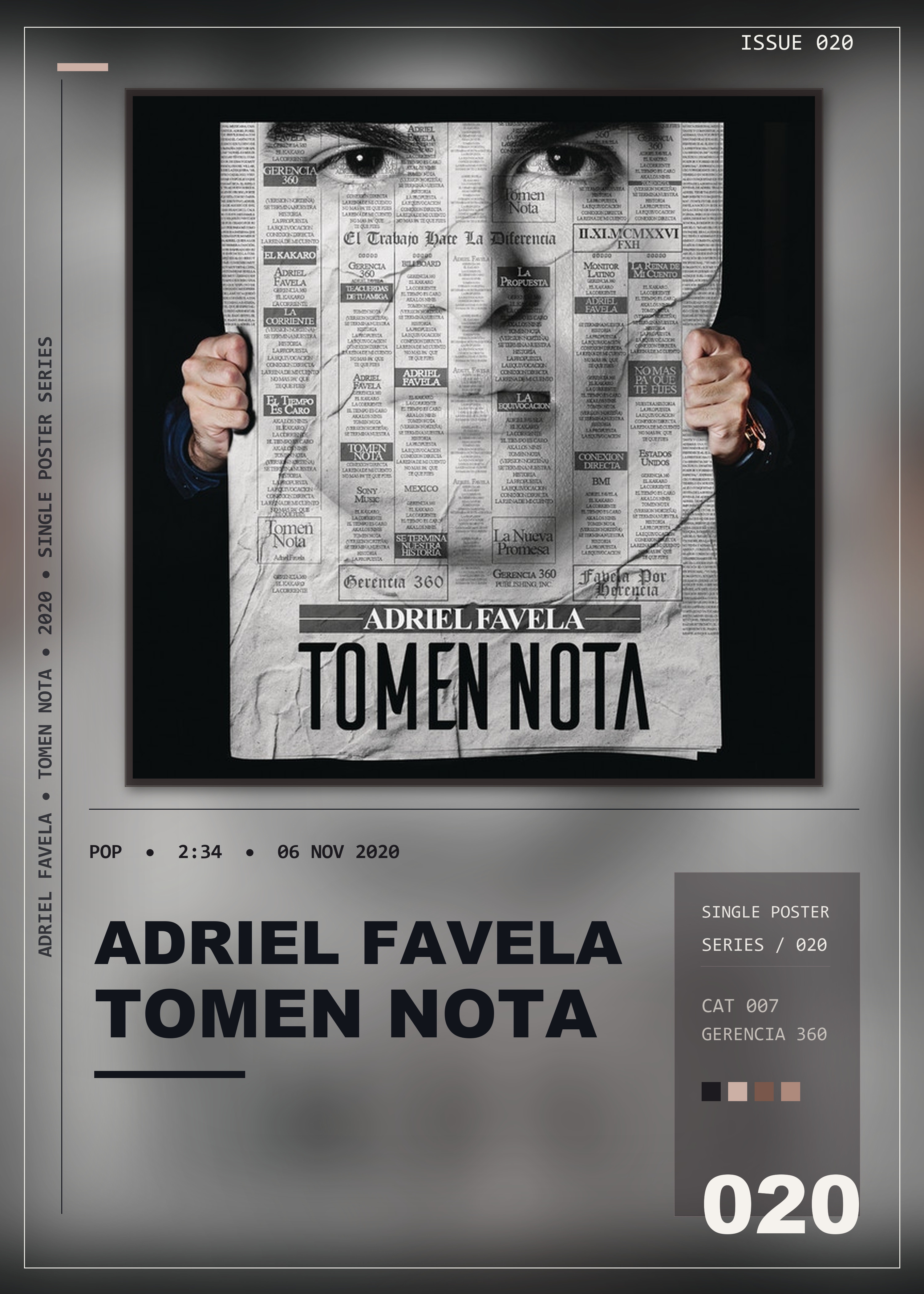 Music poster: Adriel Favela - Tomen Nota