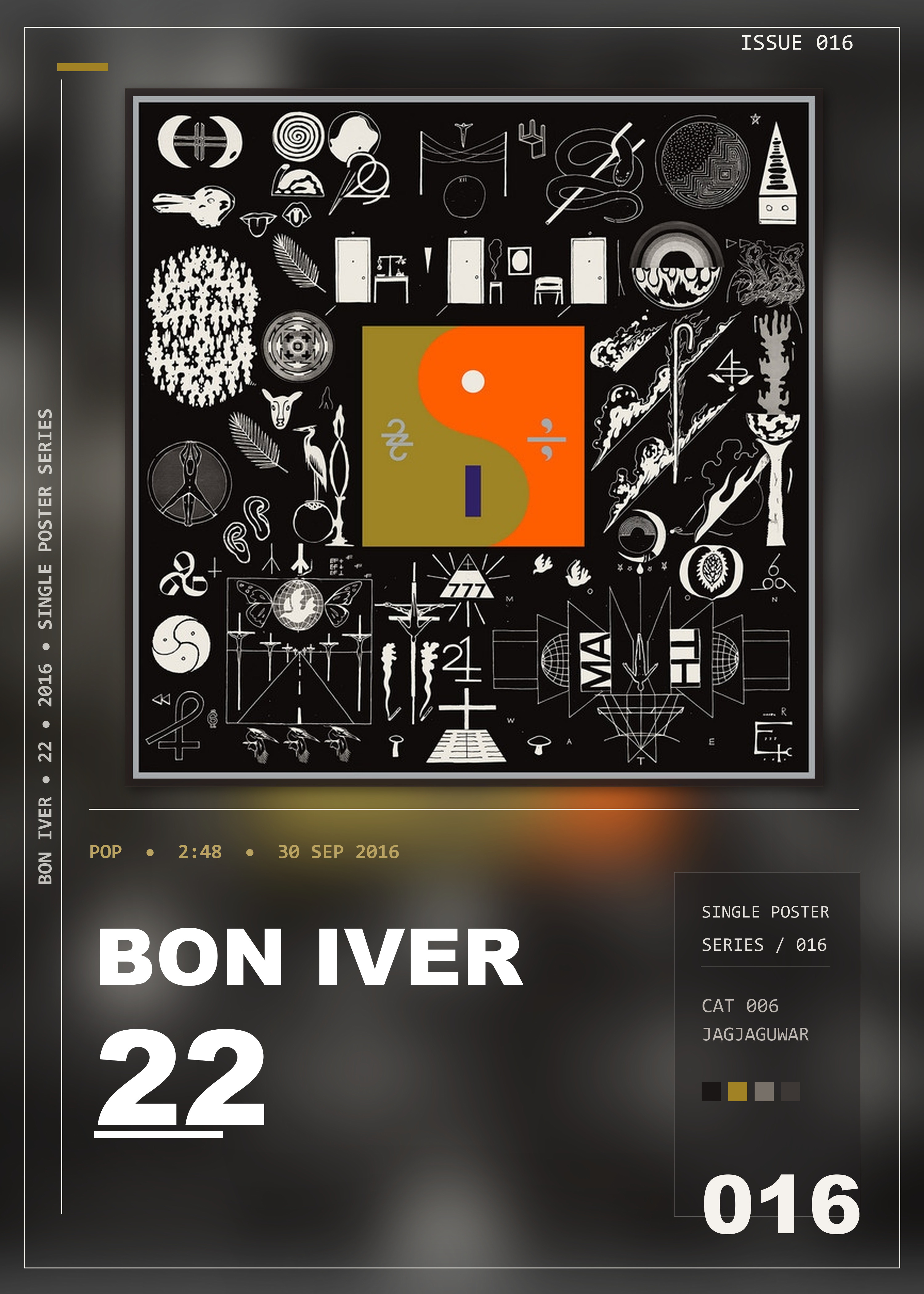 Music poster: Bon Iver - 22 OVER SN