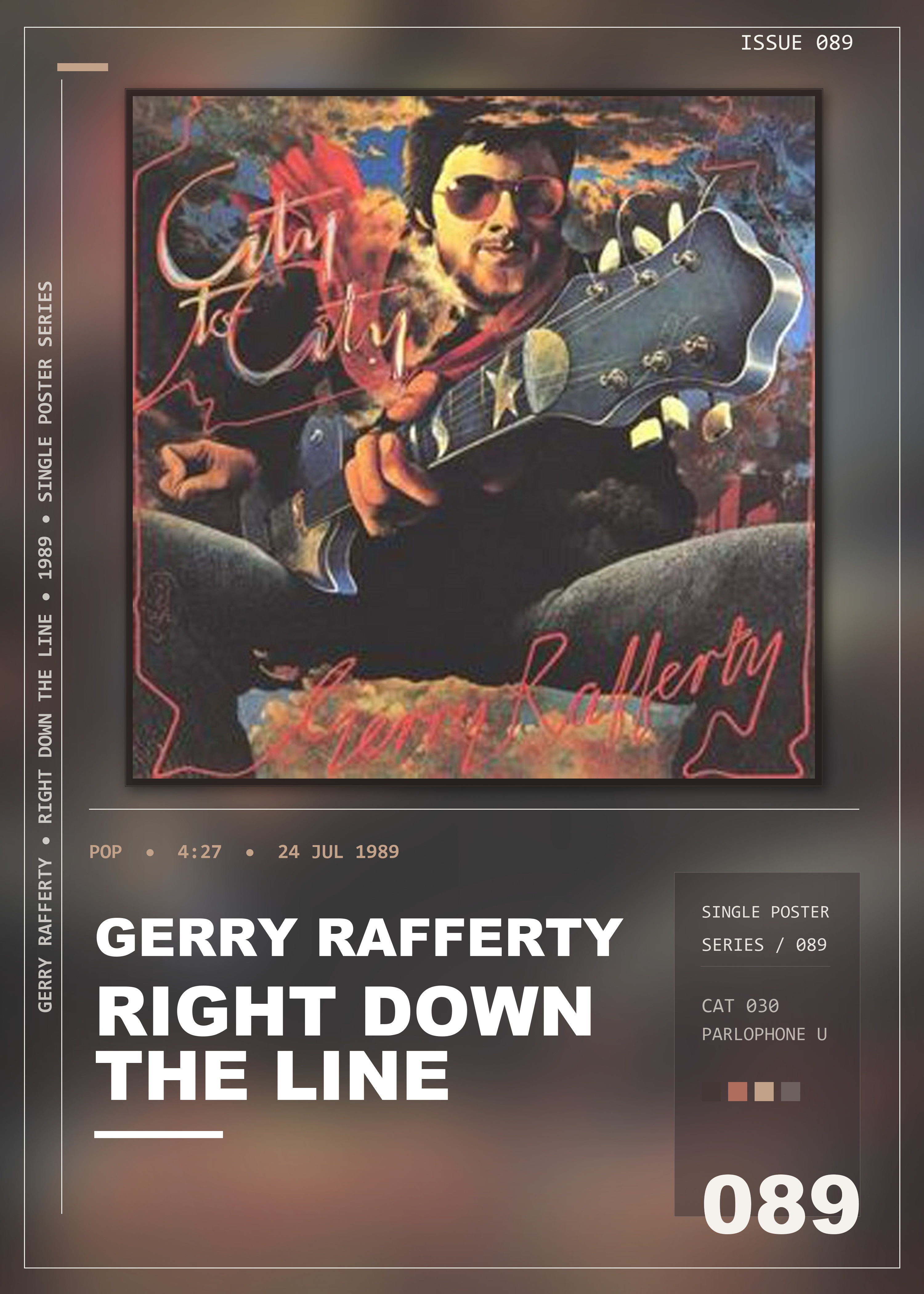 Music poster: Gerry Rafferty - Right Down the Line
