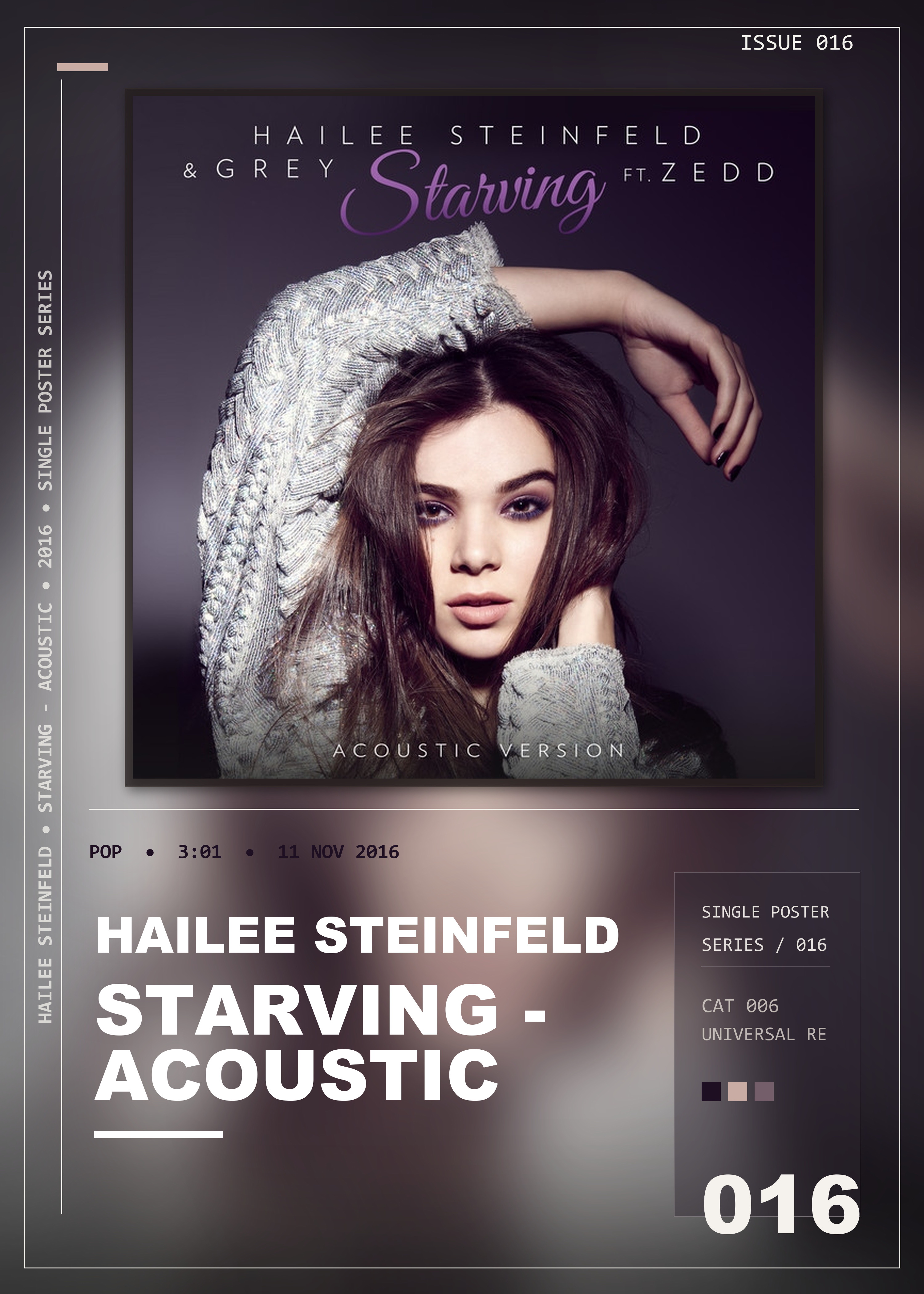 Music poster: Hailee Steinfeld - Starving - Acoustic