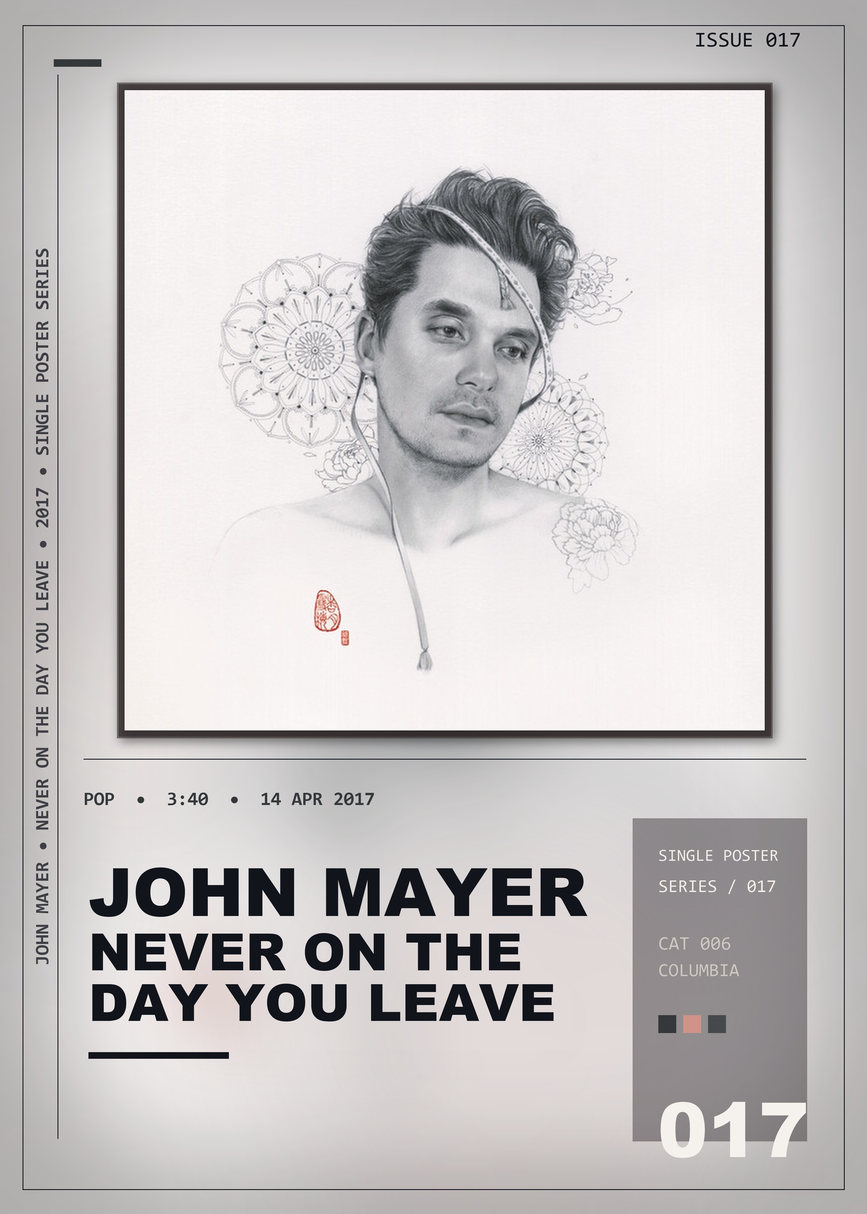 Music poster: John Mayer - Never on the Day You Leave