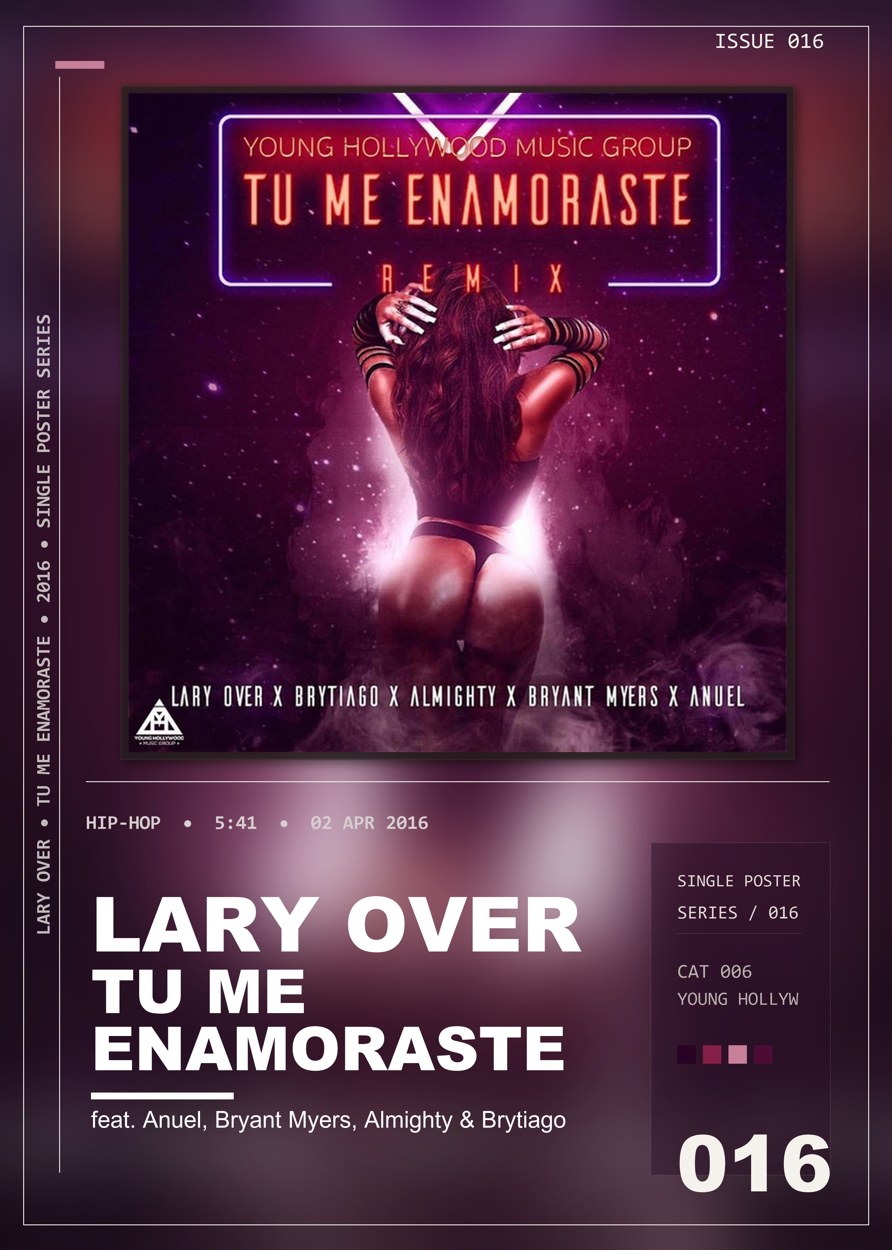 Music poster: Lary Over - Tu Me Enamoraste Remix feat Anuel Bryant Myers Almighty Brytiago