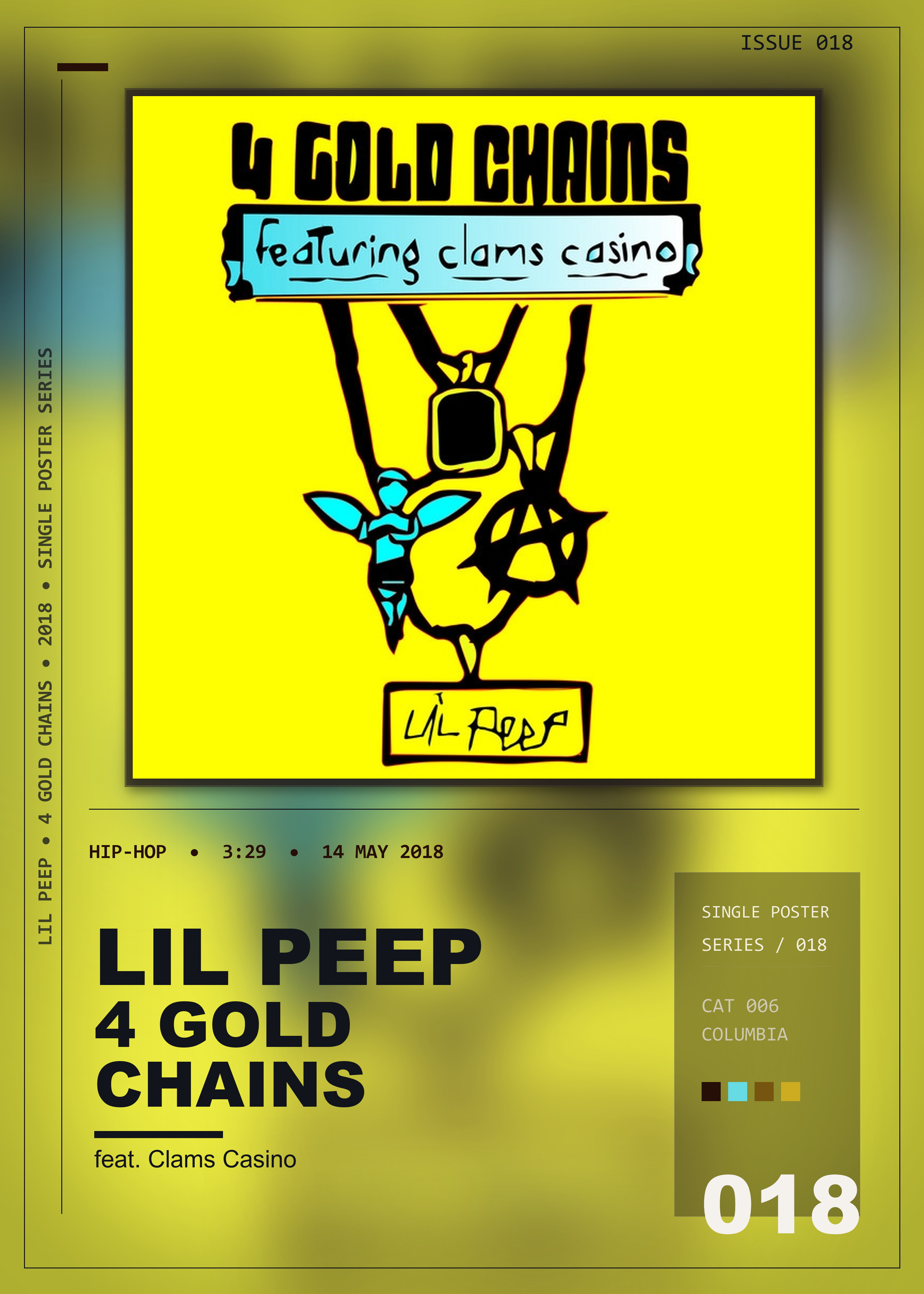 Music poster: Lil Peep - 4 Gold Chains - feat Clams Casino