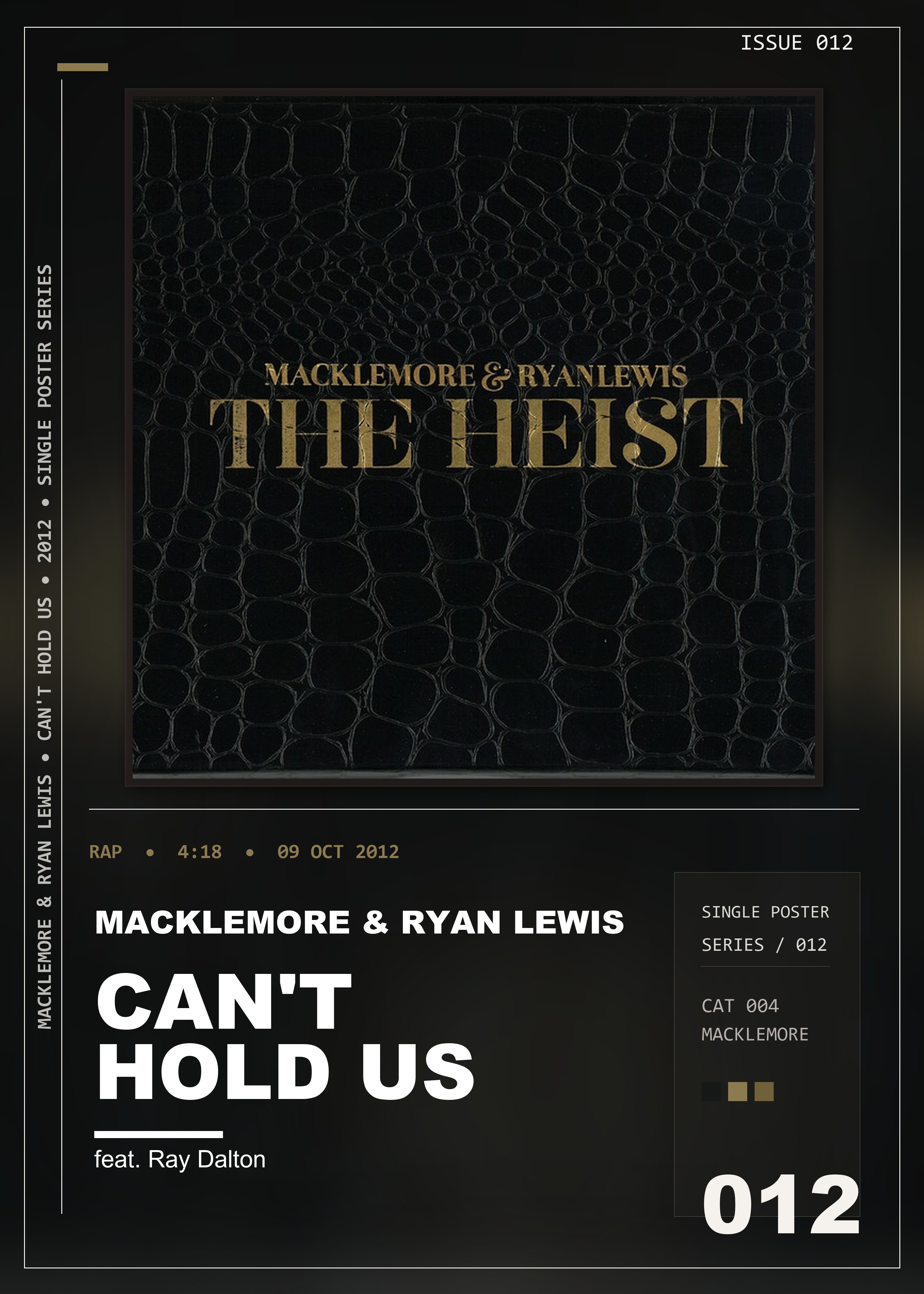 Music poster: Macklemore Ryan Lewis - Cant Hold Us feat Ray Dalton