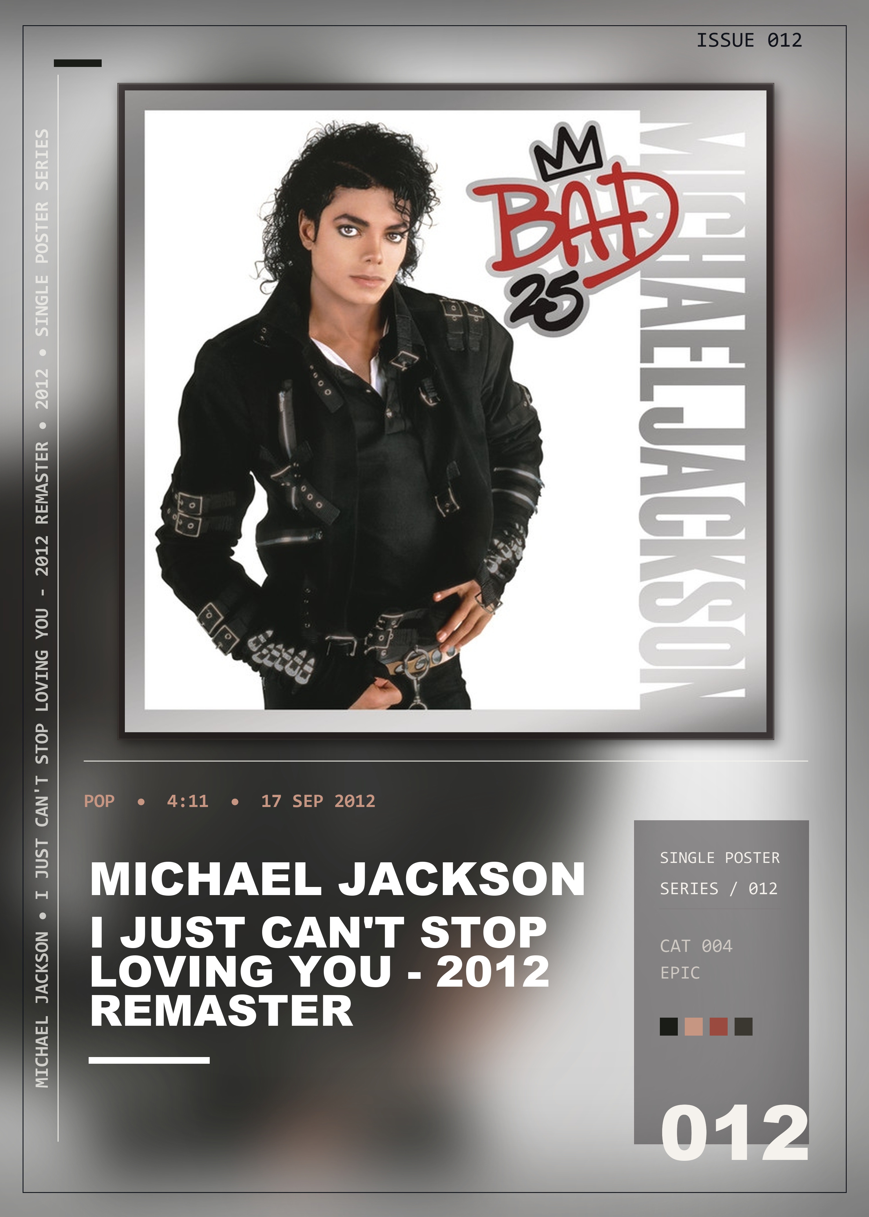Music poster: Michael Jackson - I Just Cant Stop Loving You - 2012 Remaster