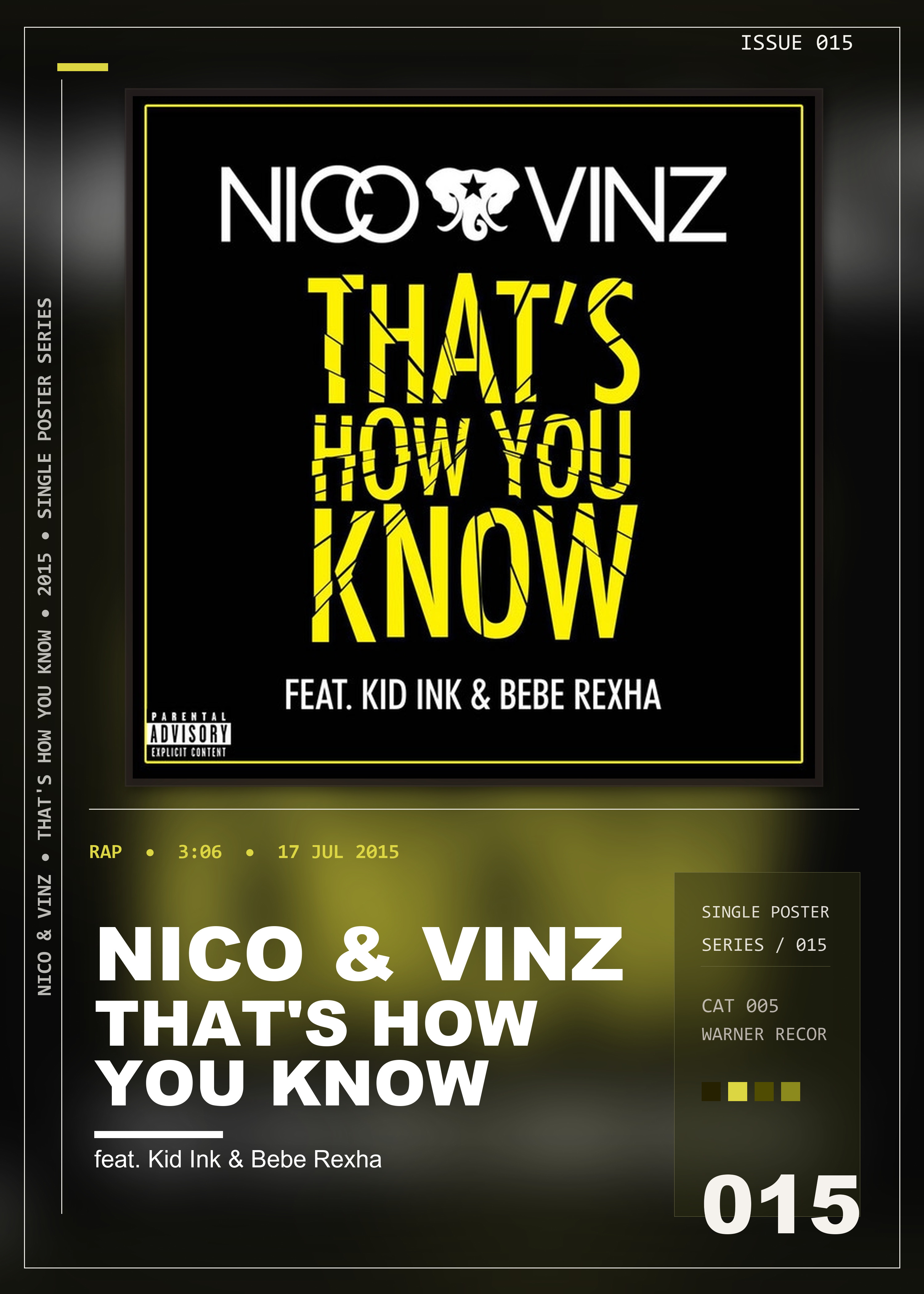 Music poster: Nico Vinz - Thats How You Know feat Kid Ink Bebe Rexha