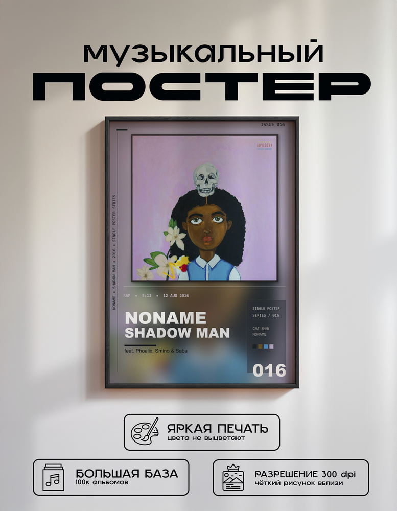 Music poster: Noname - Shadow Man feat Phoelix Smino Saba