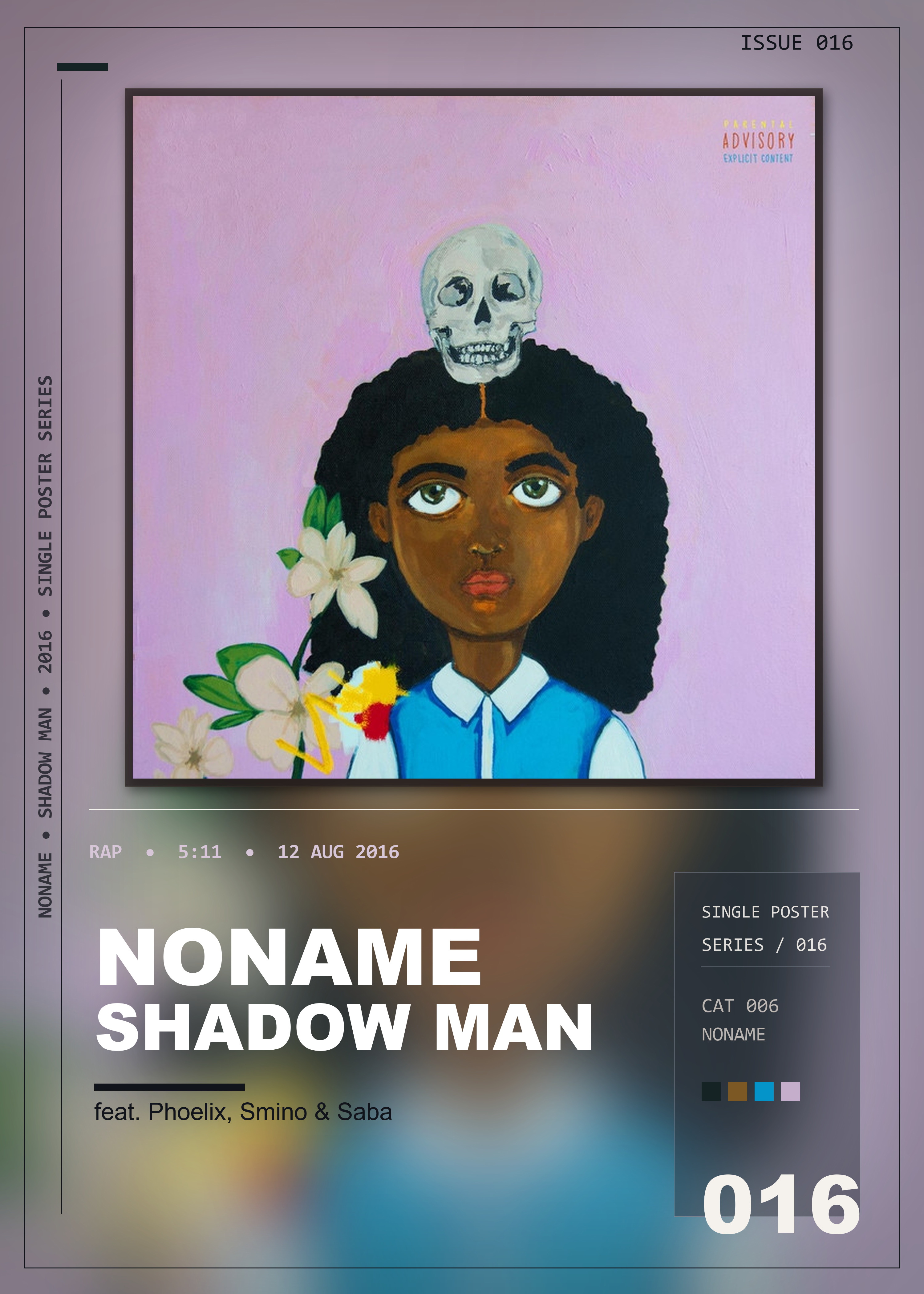Music poster: Noname - Shadow Man feat Phoelix Smino Saba