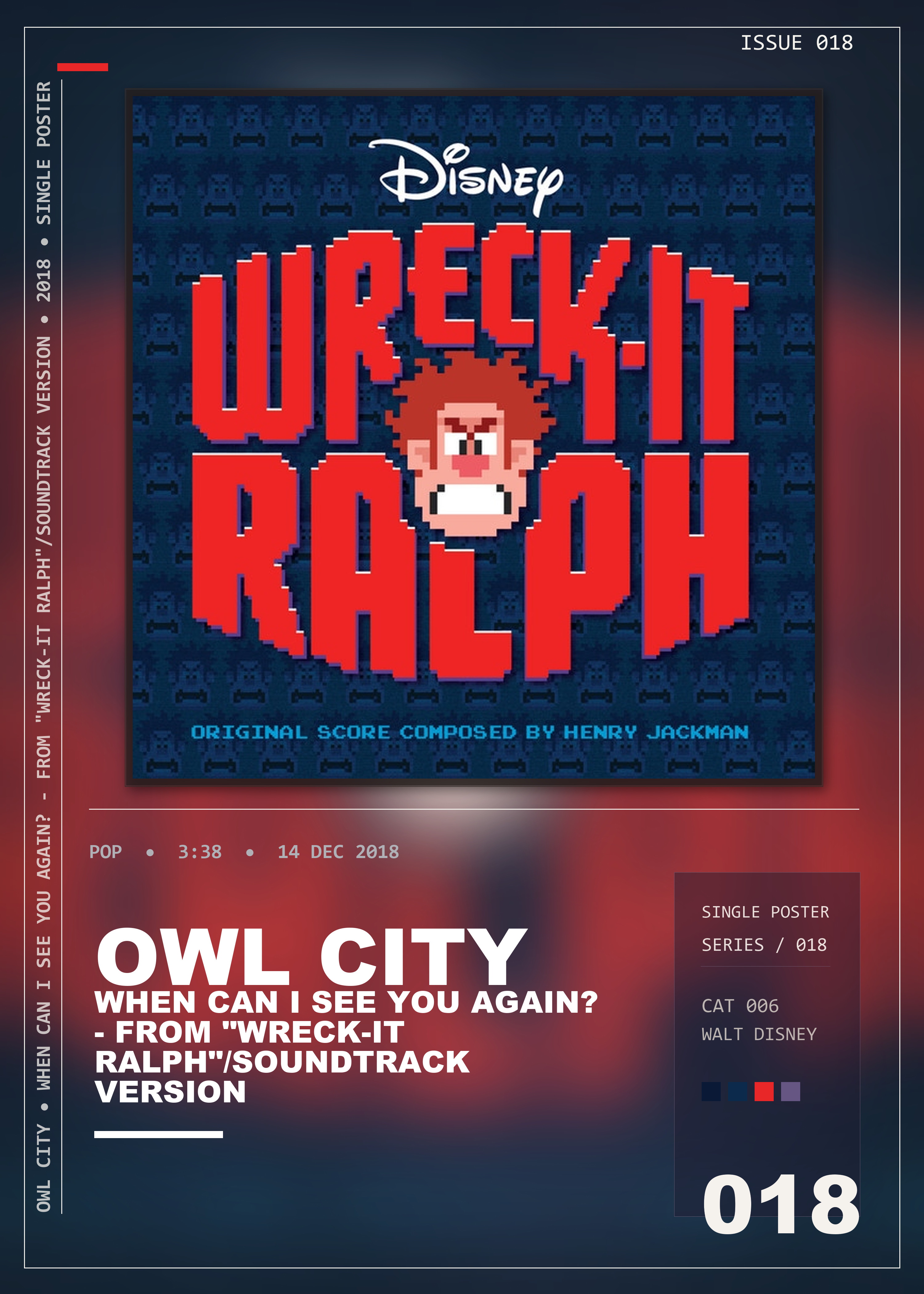 Music poster: Owl City - When Can I See You Again - From Wreck-It RalphSoundtrack Version