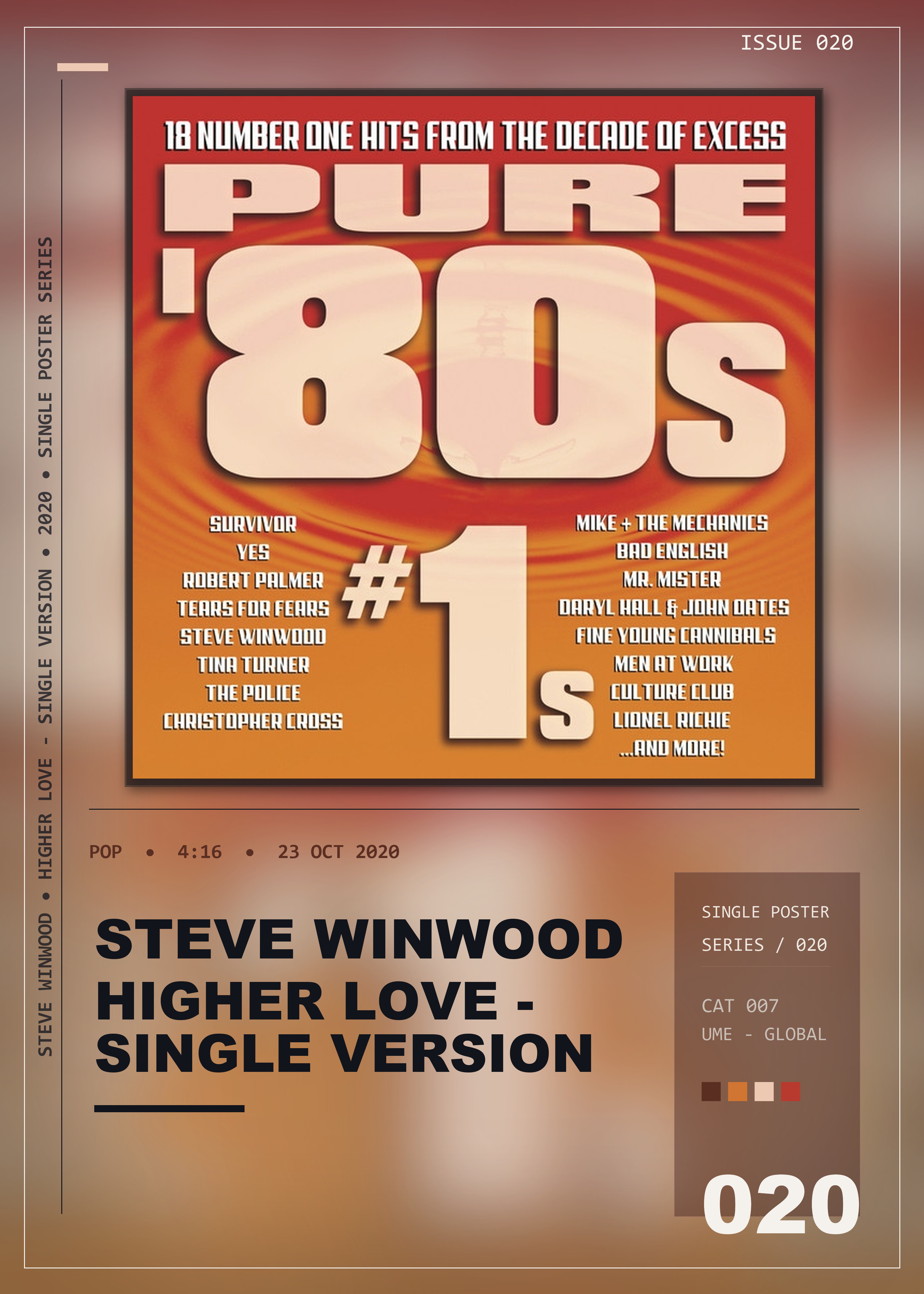Music poster: Steve Winwood - Higher Love - Single Version