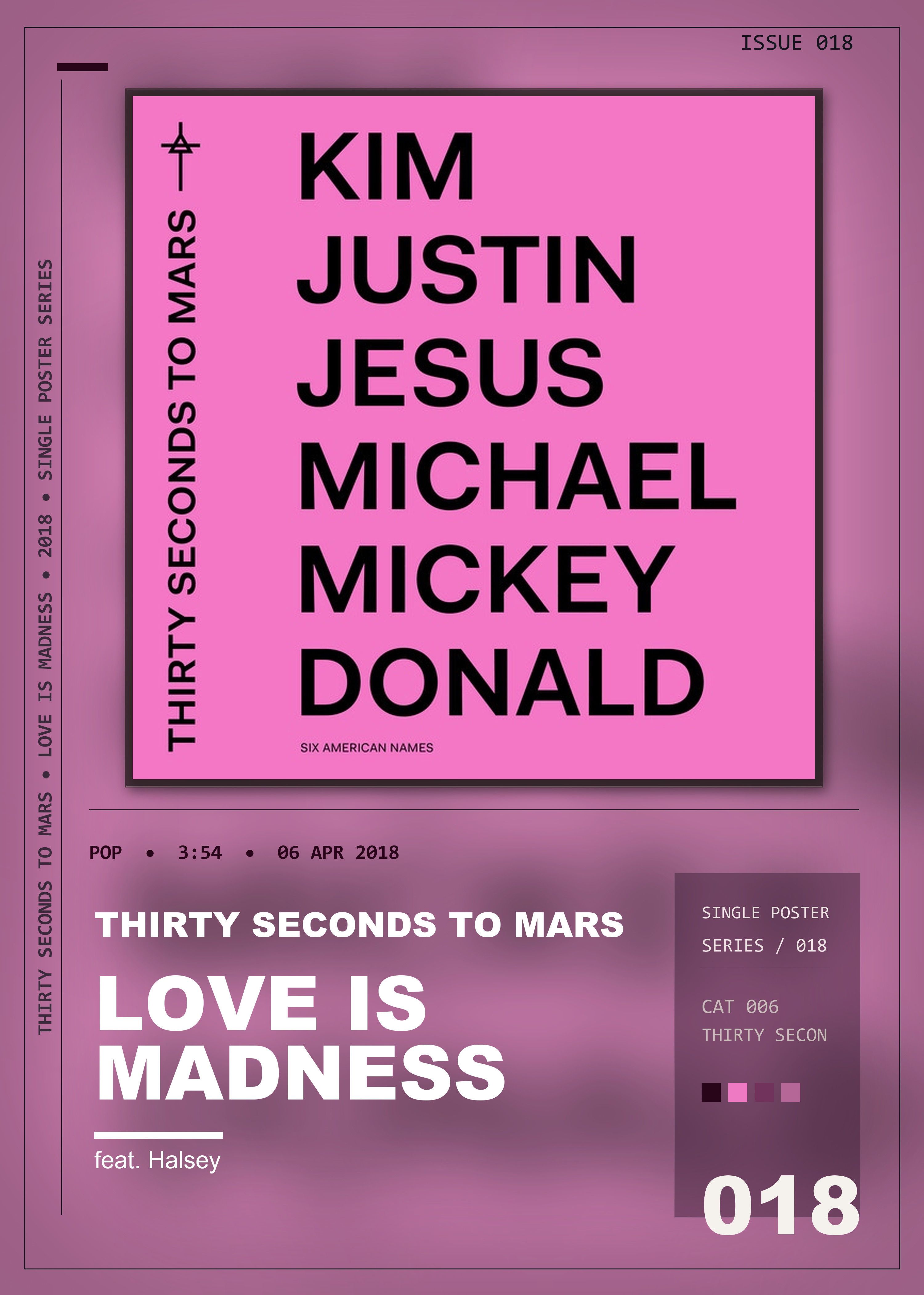 Music poster: Thirty Seconds To Mars - Love Is Madness feat Halsey