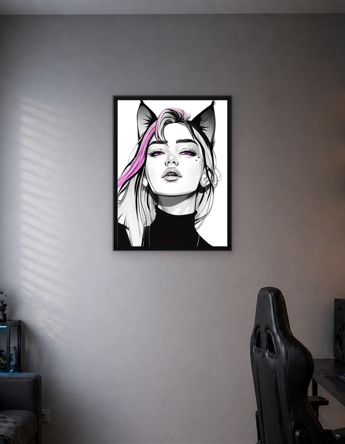 Anime-style cat girl portrait