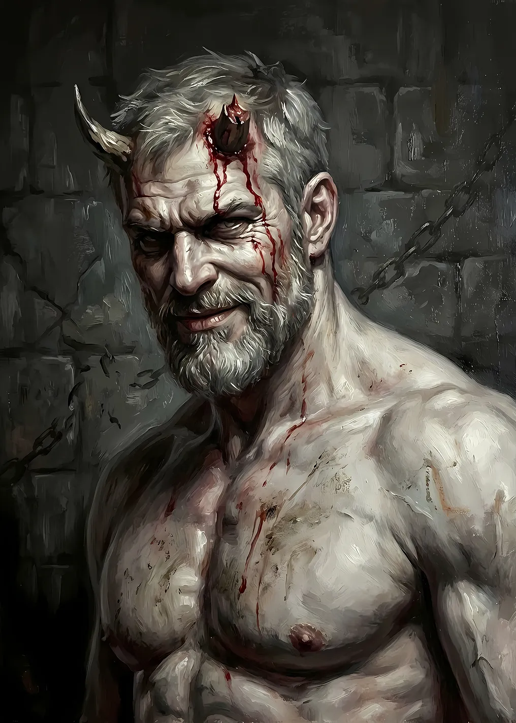 Bloody Horned Man Portrait