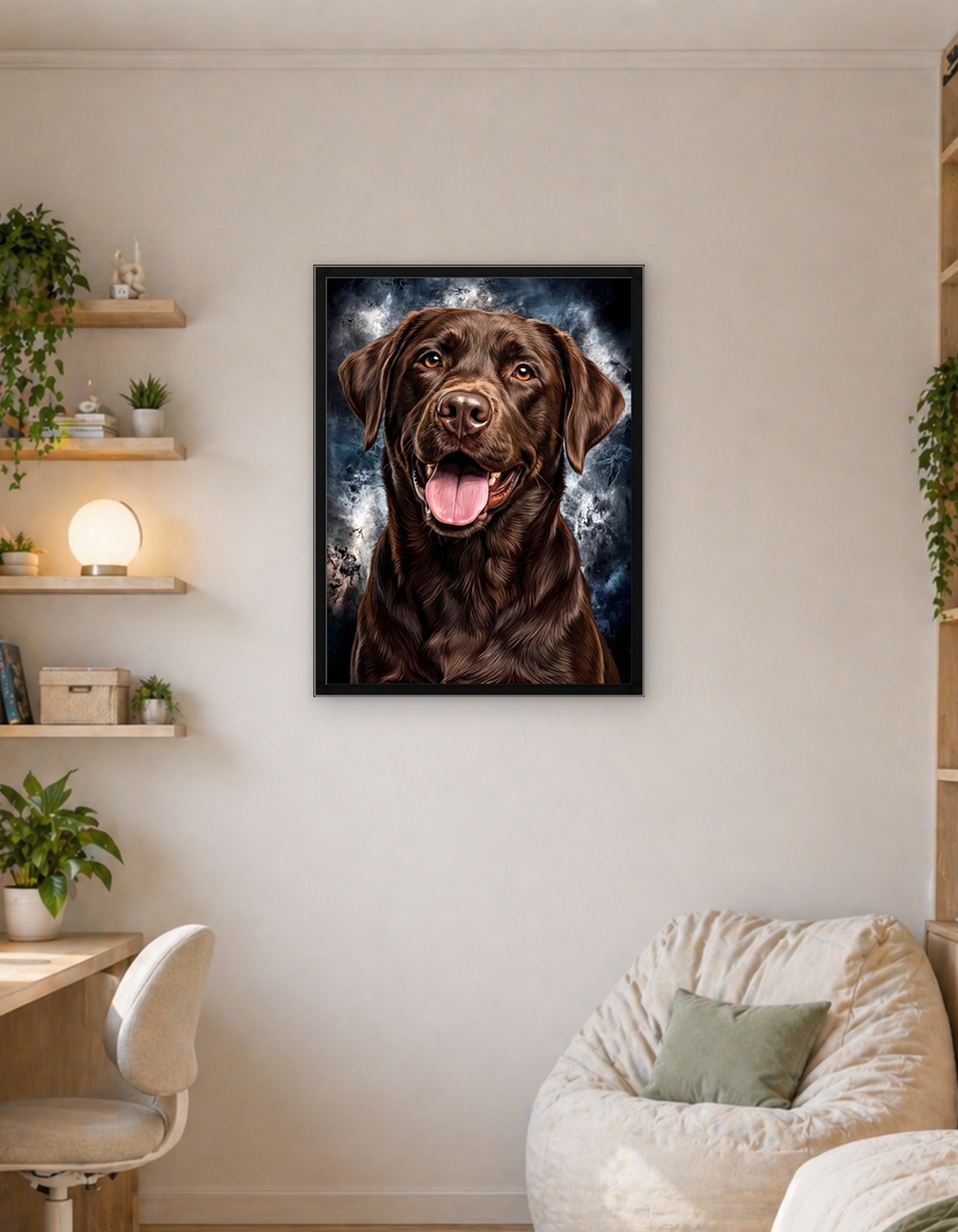 Chocolate Labrador Portrait with Abstract Background
