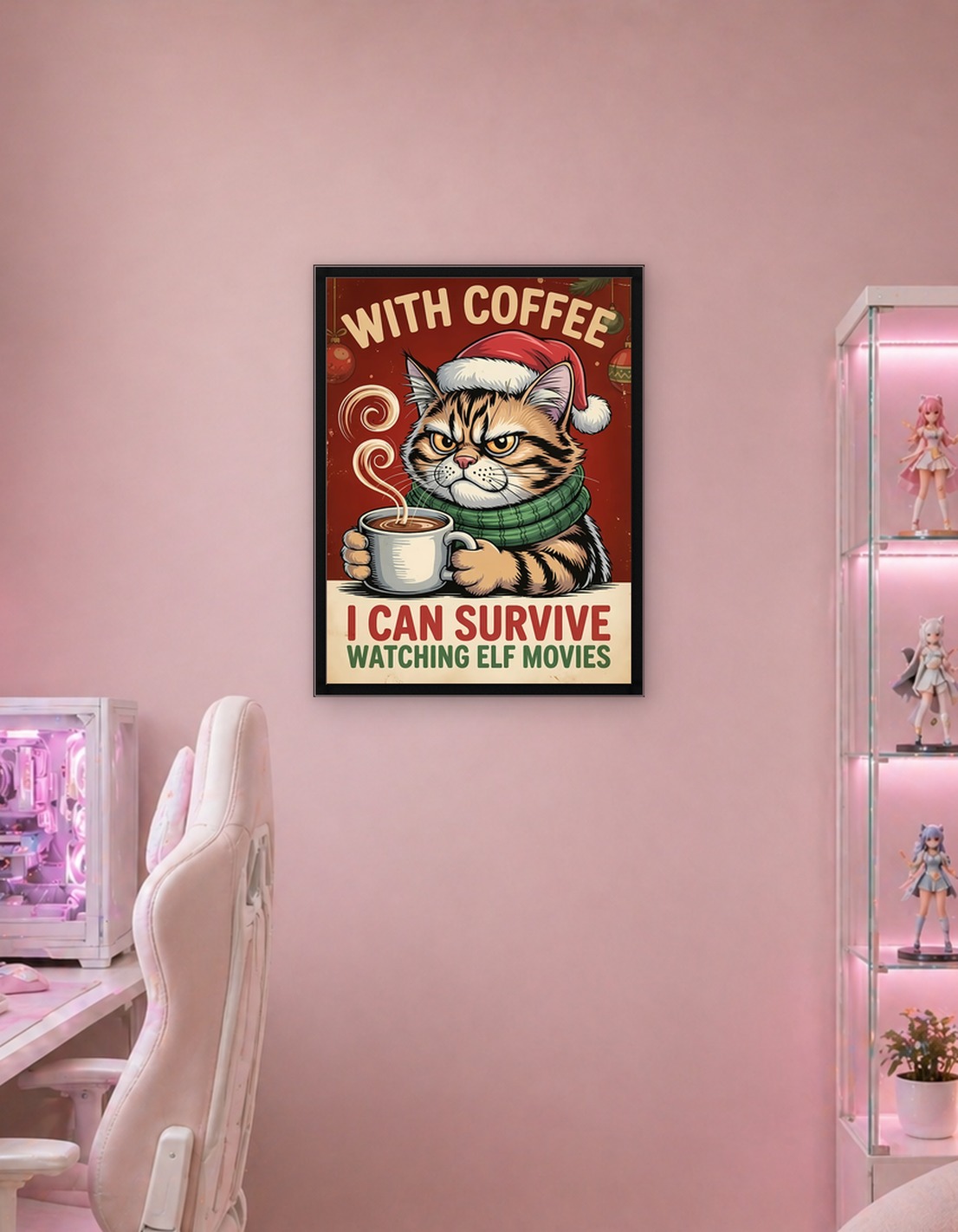 Coffee and Elf Movies Cat Poster