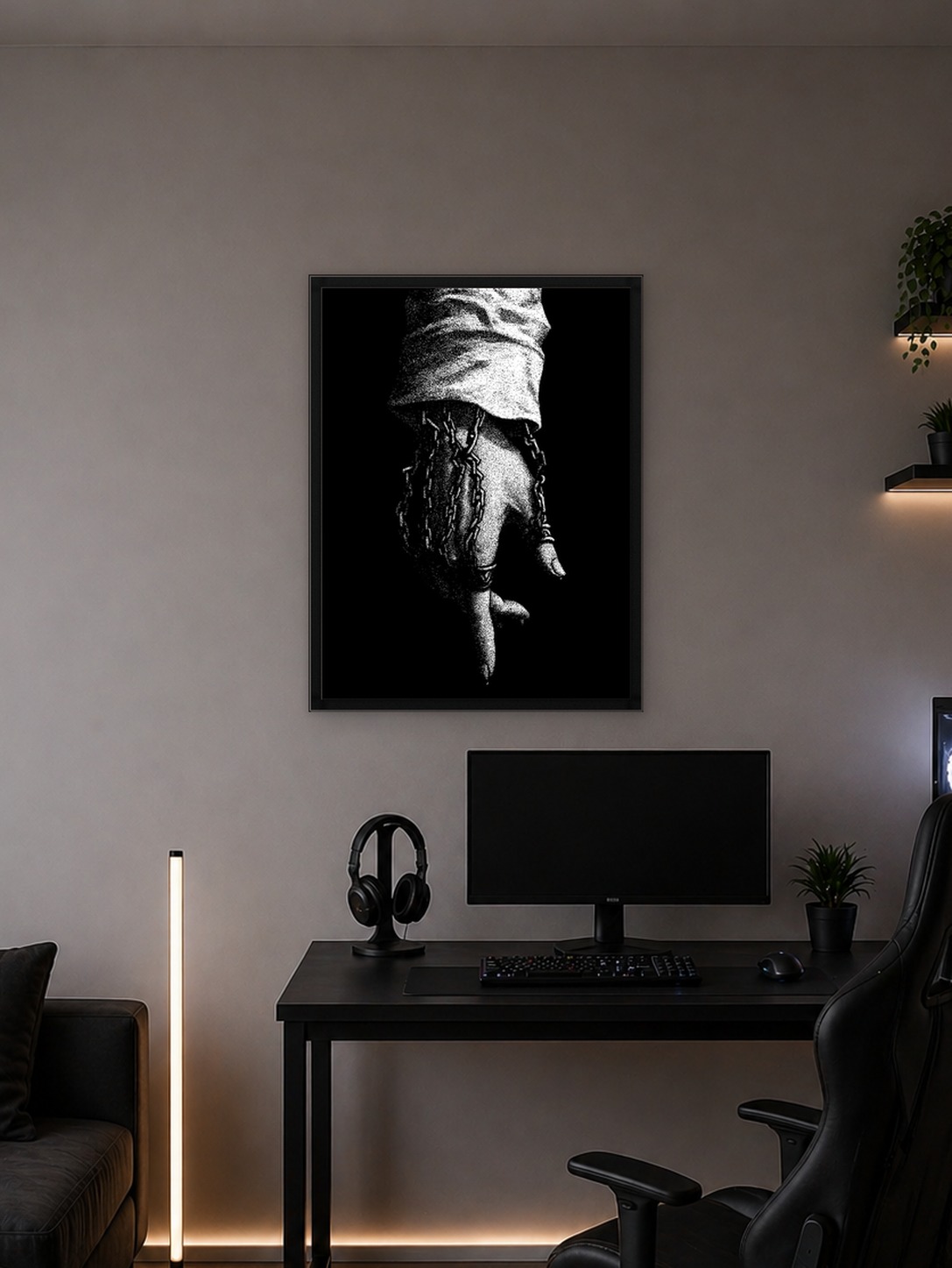 Chained Hand in Black and White