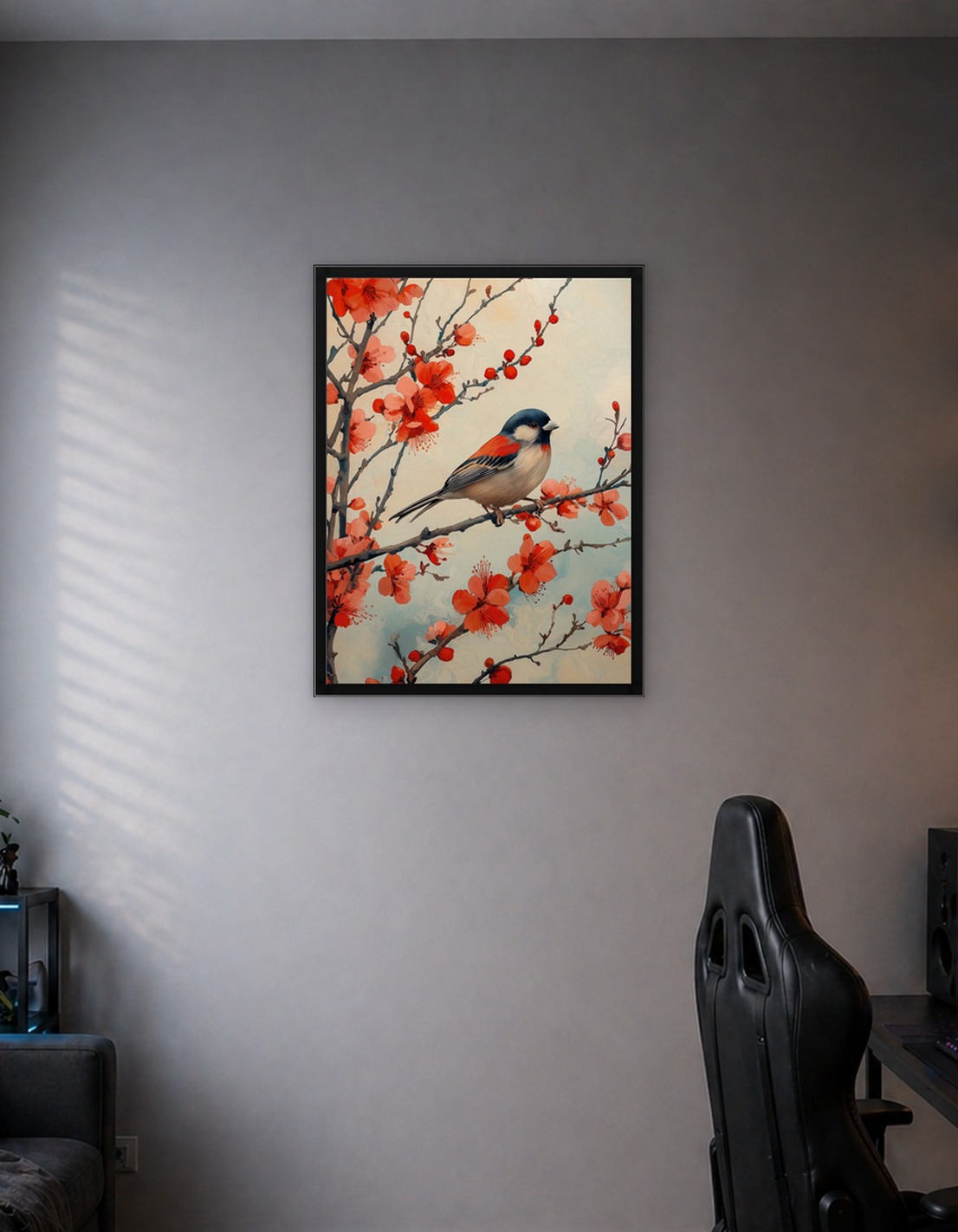 Bird on a blooming branch - 9644151
