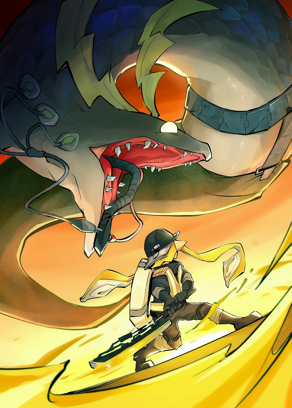 Bird Warrior vs. Mechanical Dragon