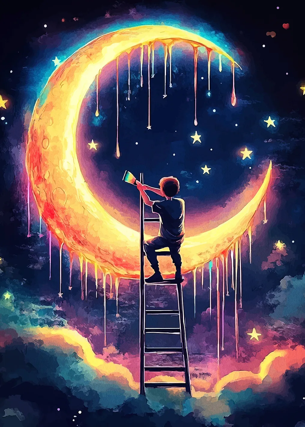 Child Painting the Moon and Stars