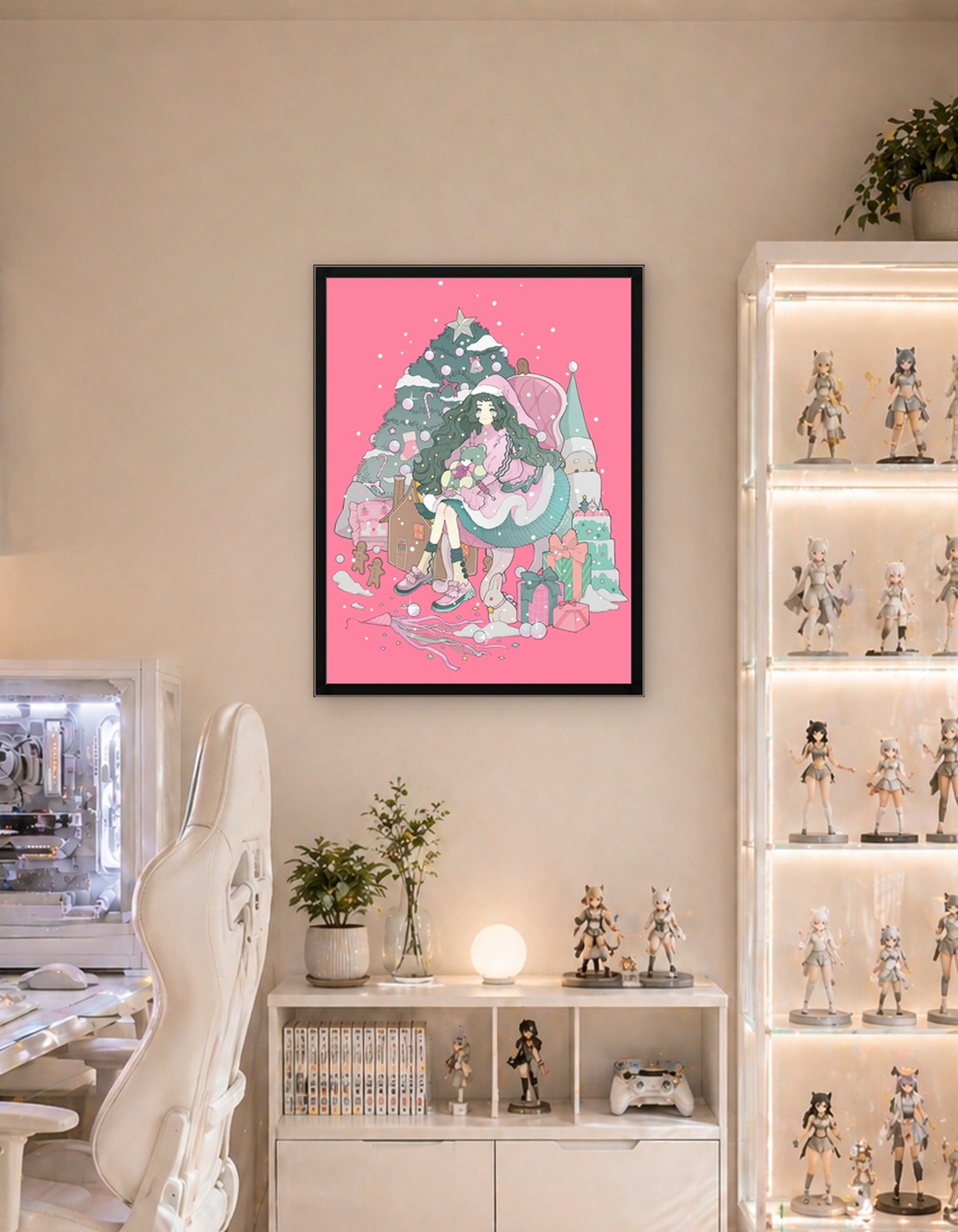Christmas Girl with Teddy Bear