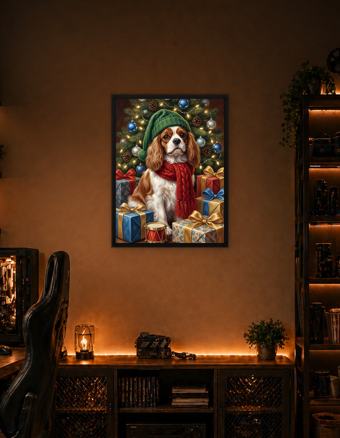 Christmas Cavalier King Charles Spaniel Portrait