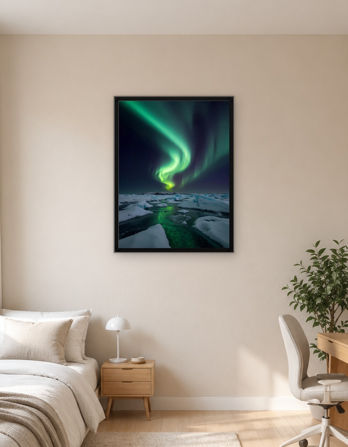 Aurora Borealis over Icebergs
