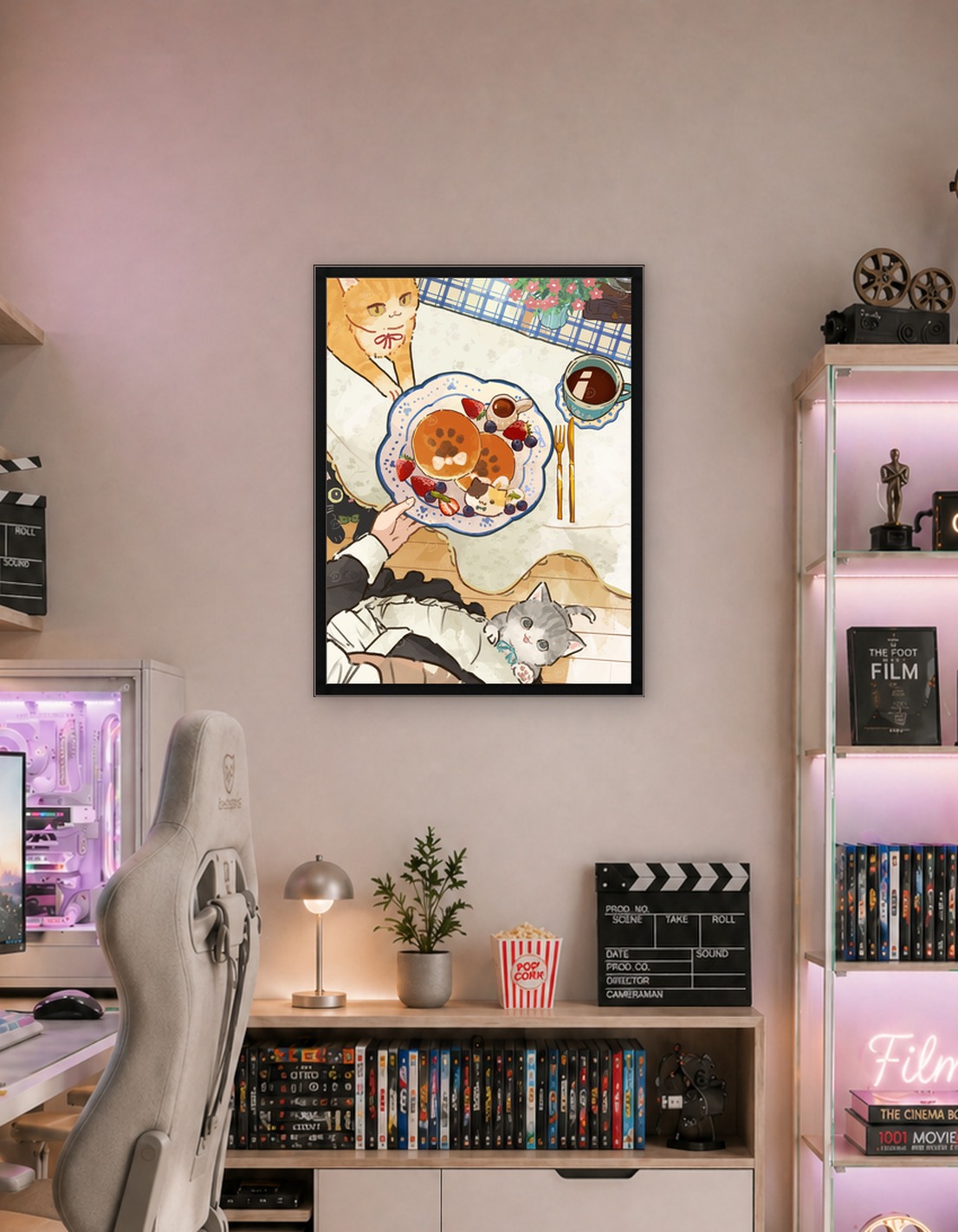 Cute Cats and Pancakes Illustration