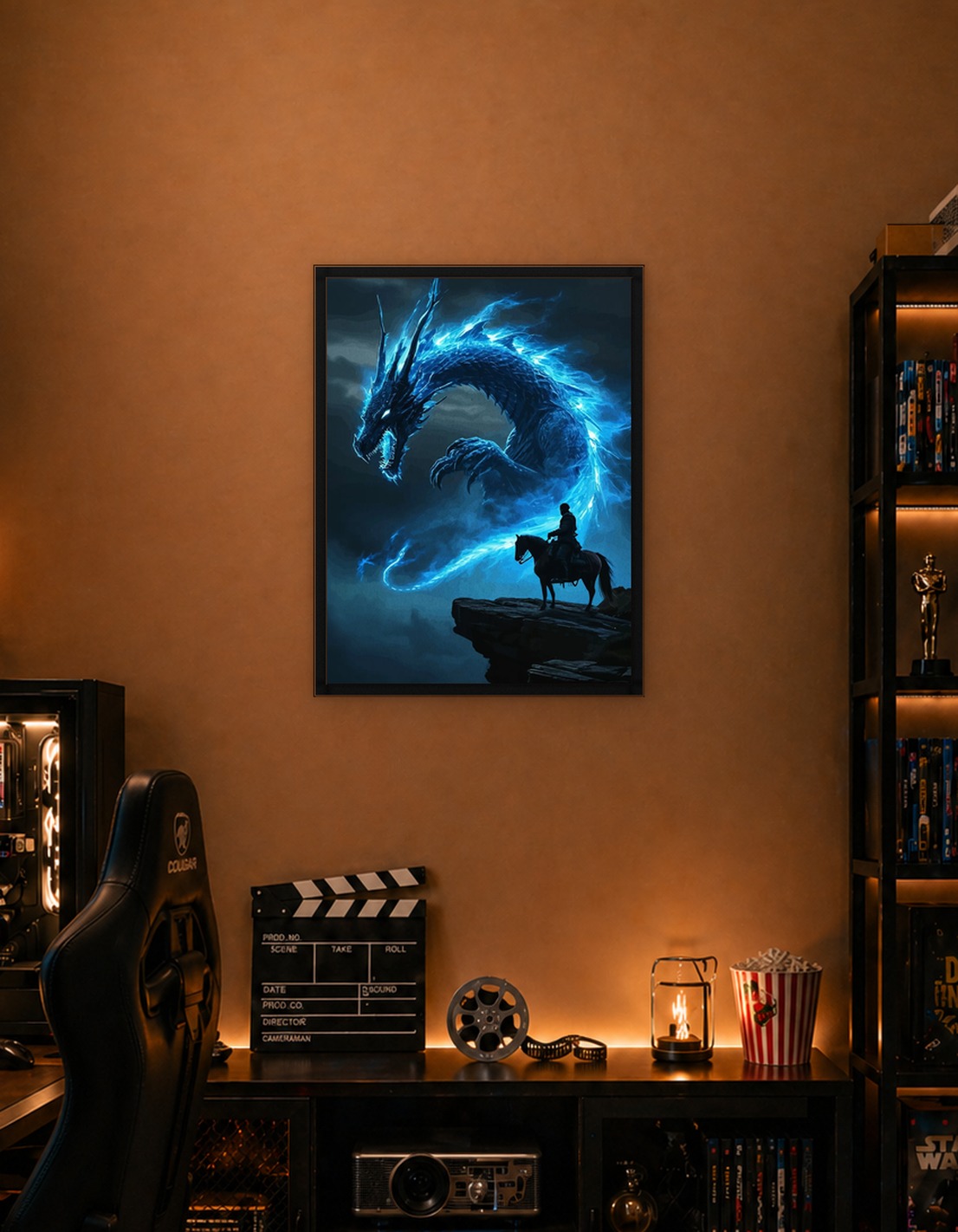 Blue Dragon and Horse Rider