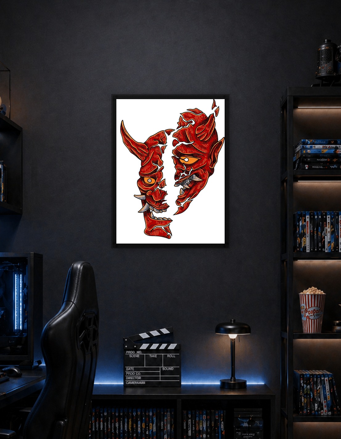 Broken Red Devil Face Illustration