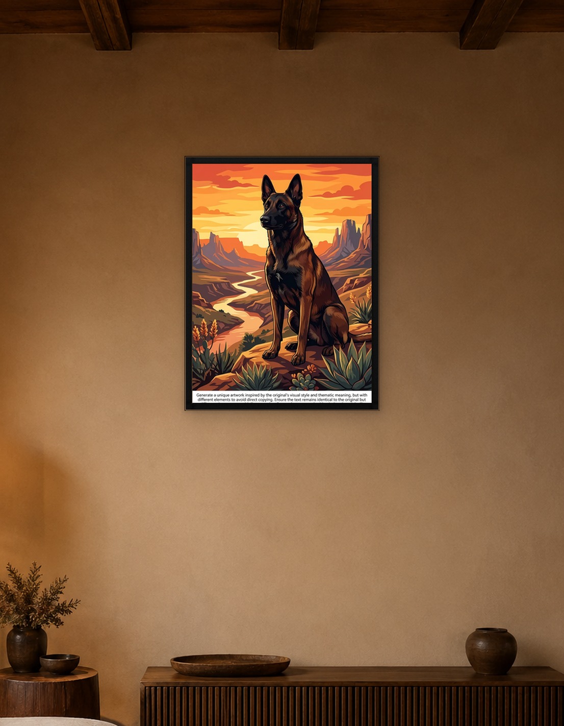 Dog in Desert Landscape Illustration