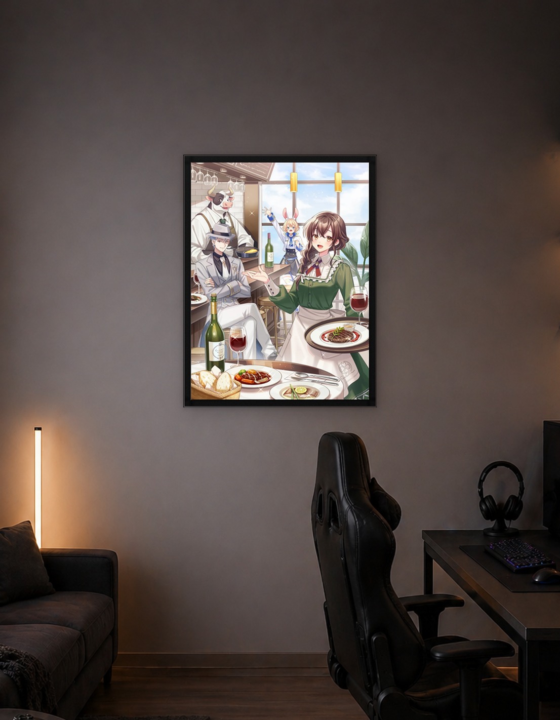 Anime Restaurant Scene with Animal Characters