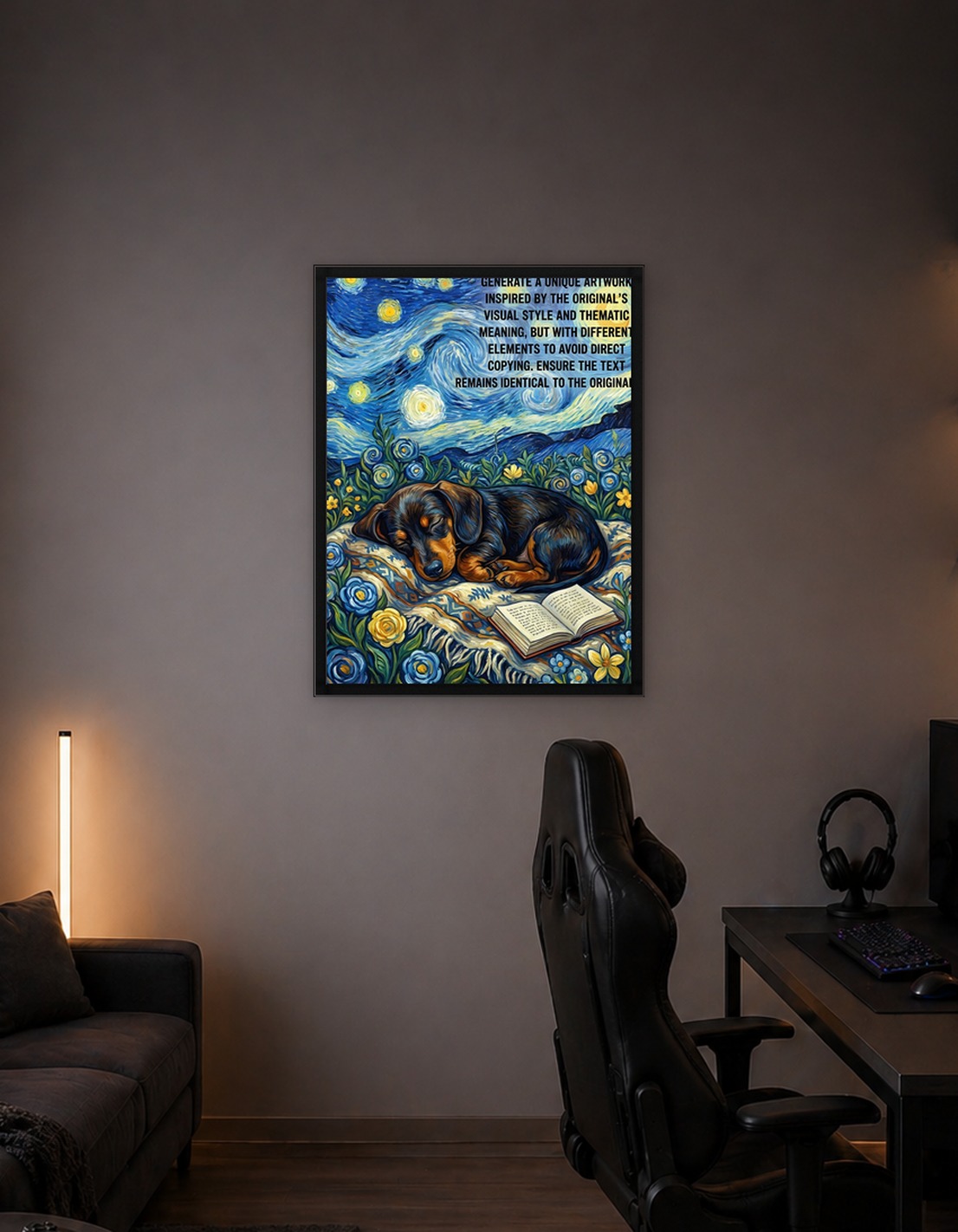 Dachshund Sleeping in Van Gogh Style