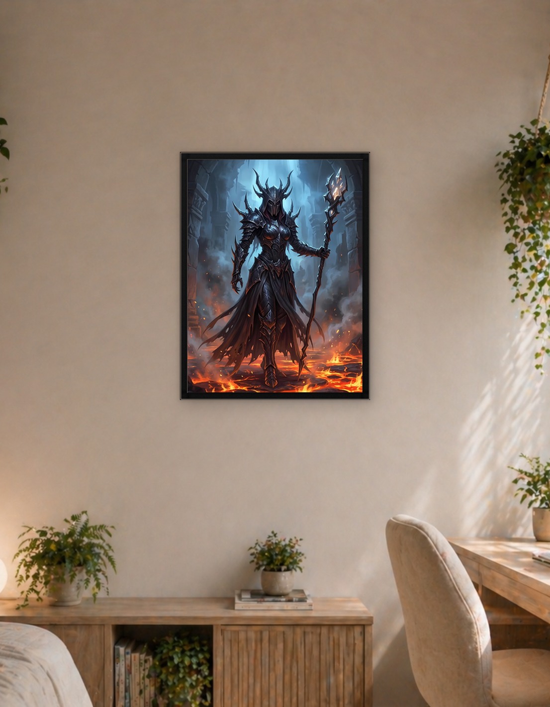 Dark Sorceress in Armor with Staff