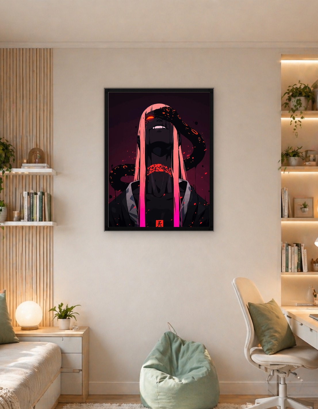 Dark Figure with Snake and Red Accents