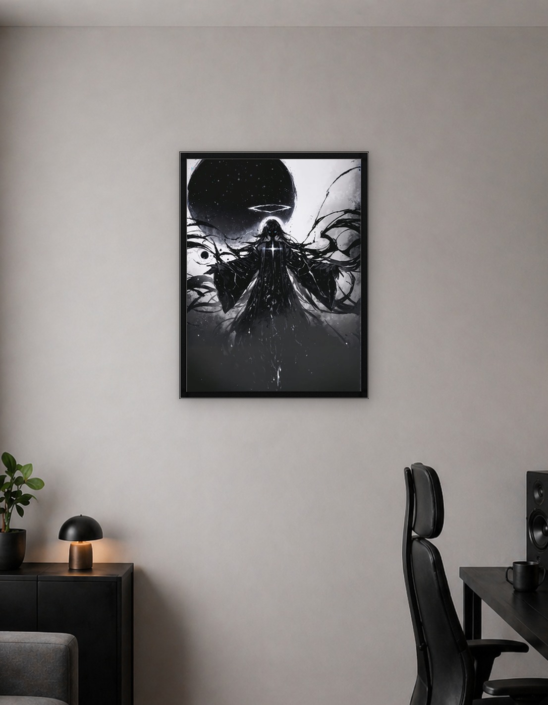 Dark Angel with Cosmic Background