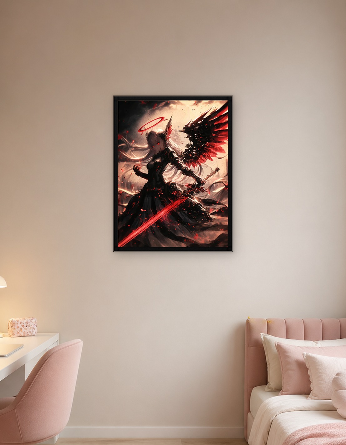 Dark Angel Warrior with Red Sword