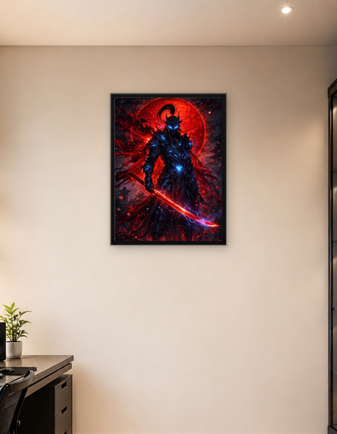 Dark Knight with Fiery Katana