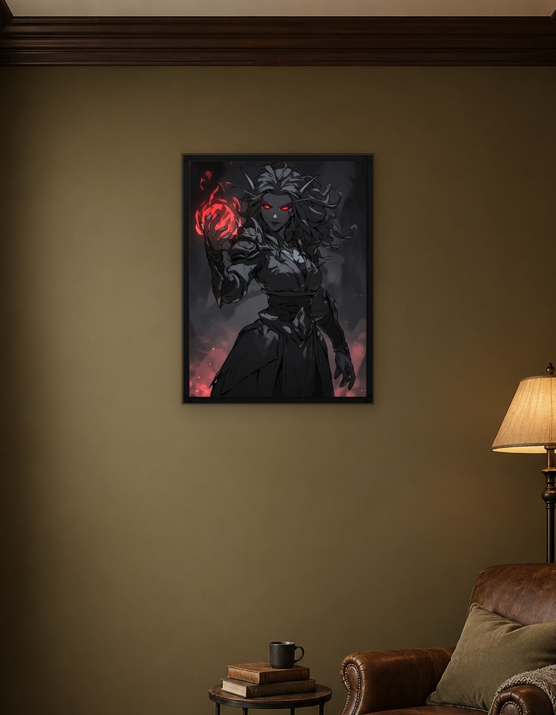 Dark Elf Mage with Fiery Orb