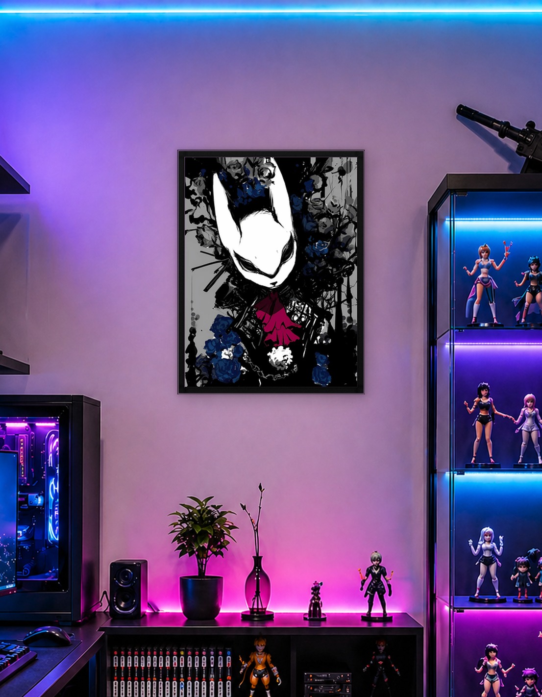 Bunny Masked Figure with Roses