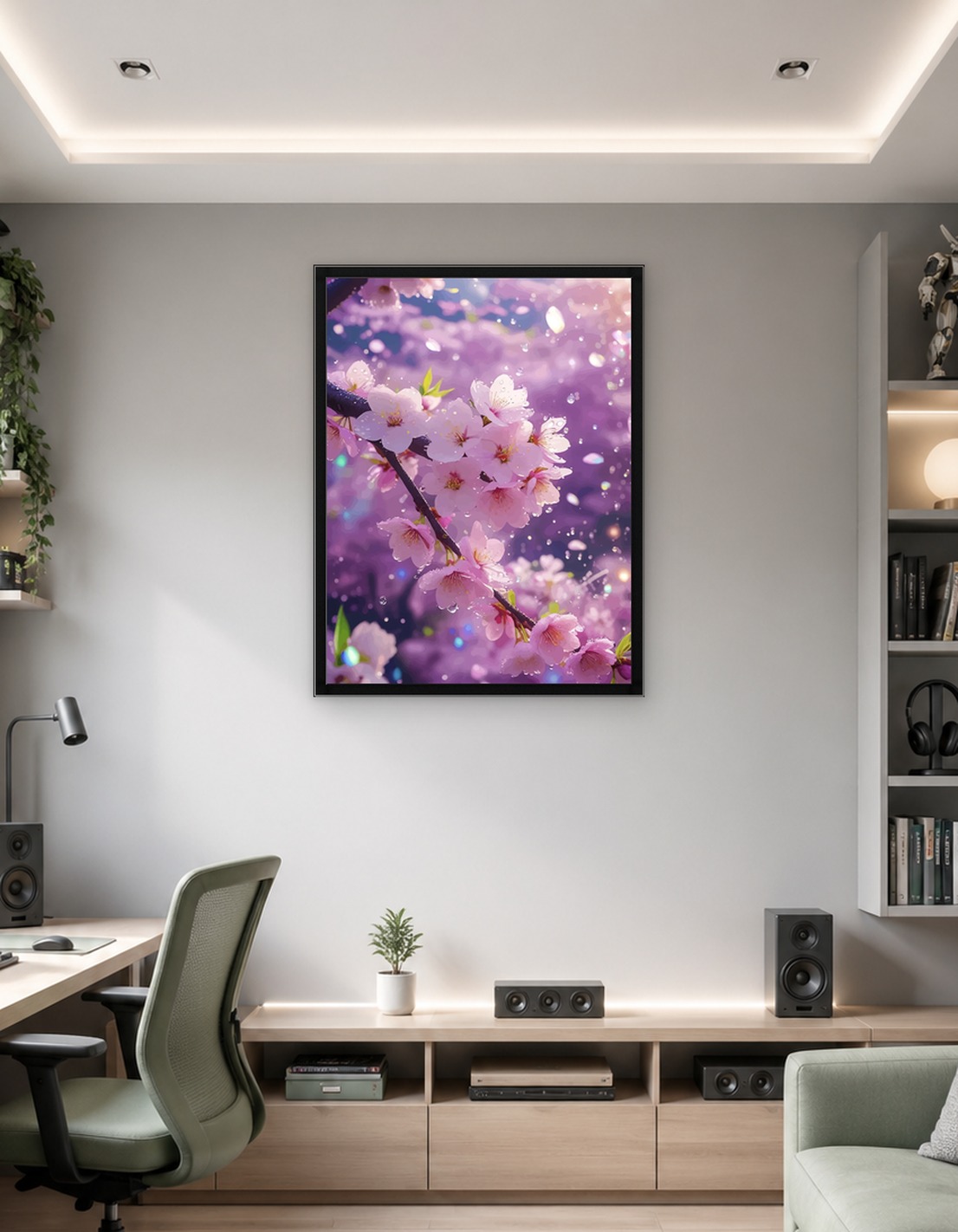 Cherry Blossoms with Water Droplets