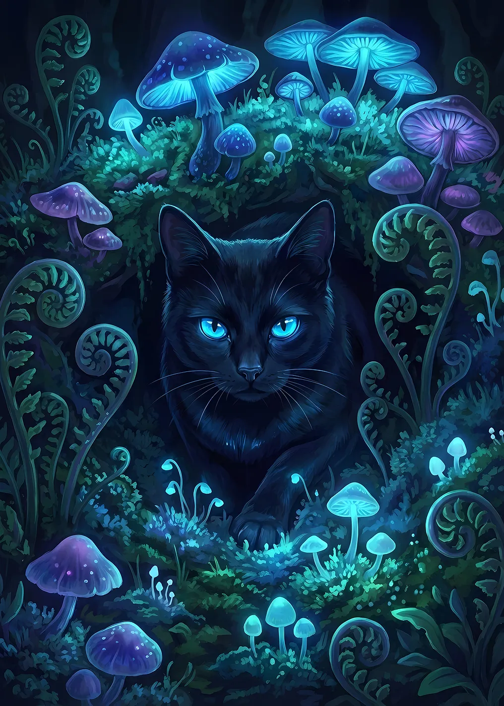 Black Cat in Enchanted Forest - 9393666